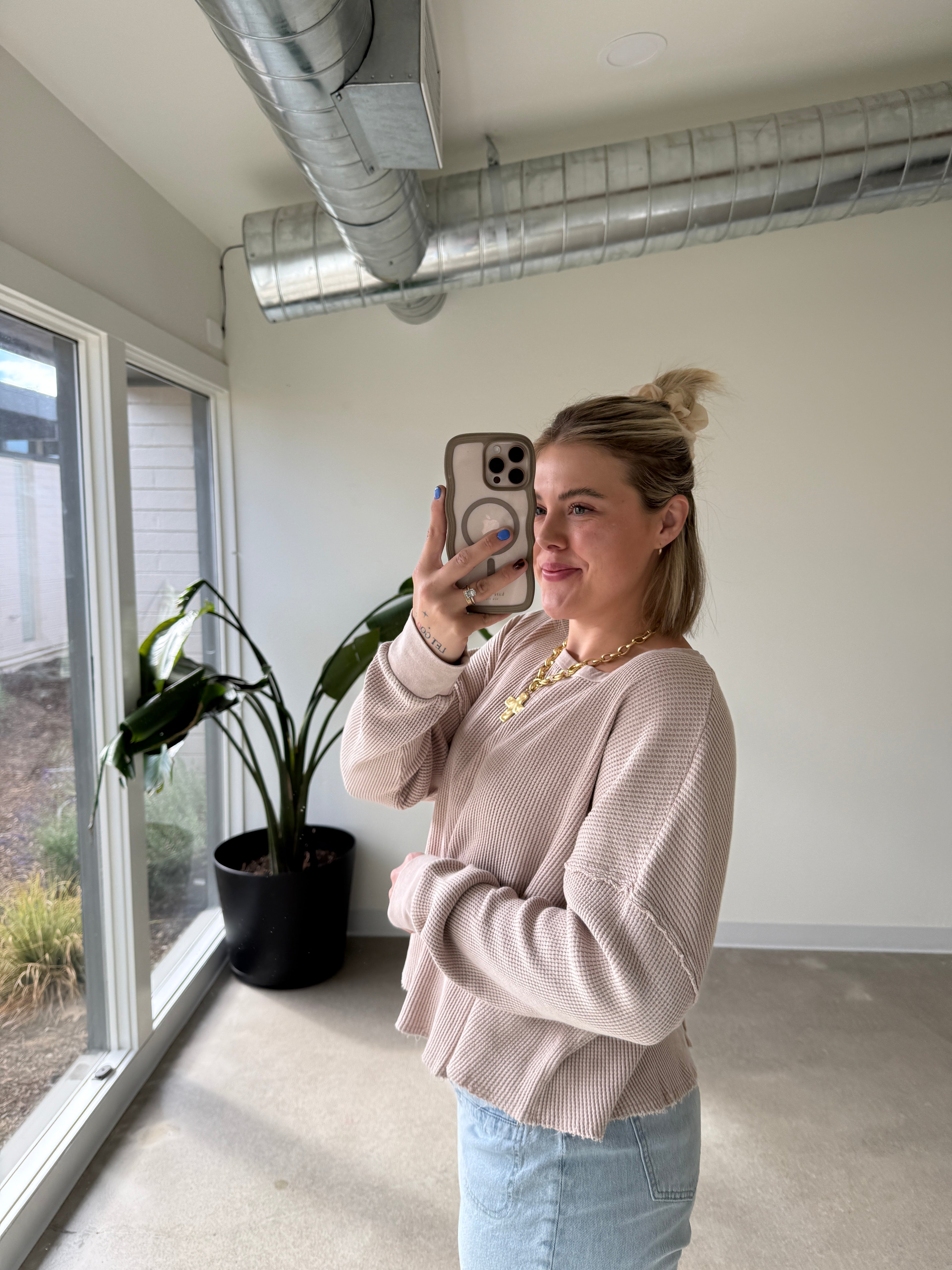 Mineral Wash Waffle Oversized Top (Multiple Colors)