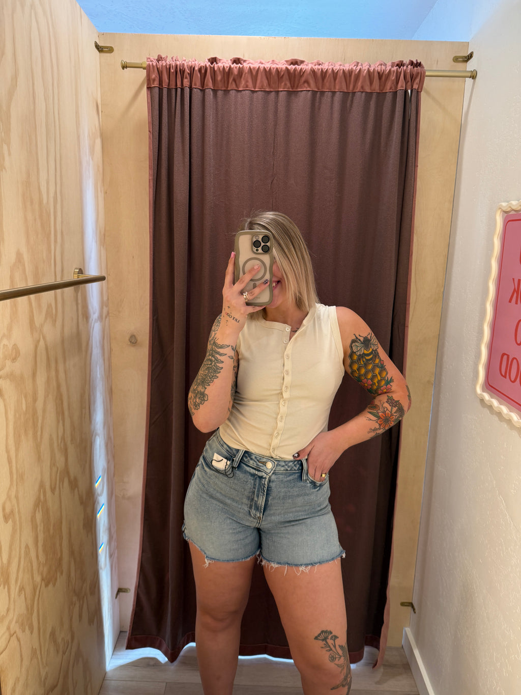 High Rise Light Wash Denim Shorts