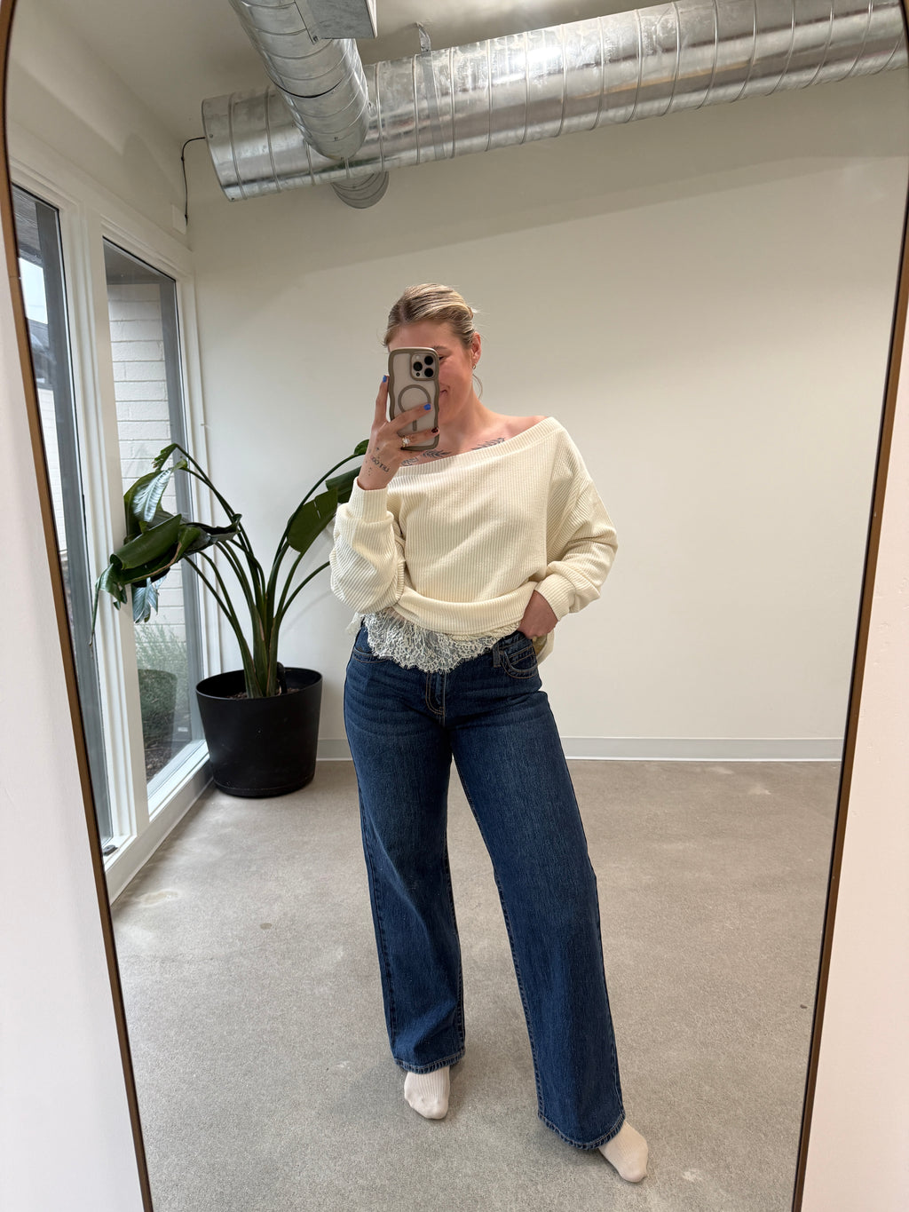 Low Rise Dark Wash Straight Leg