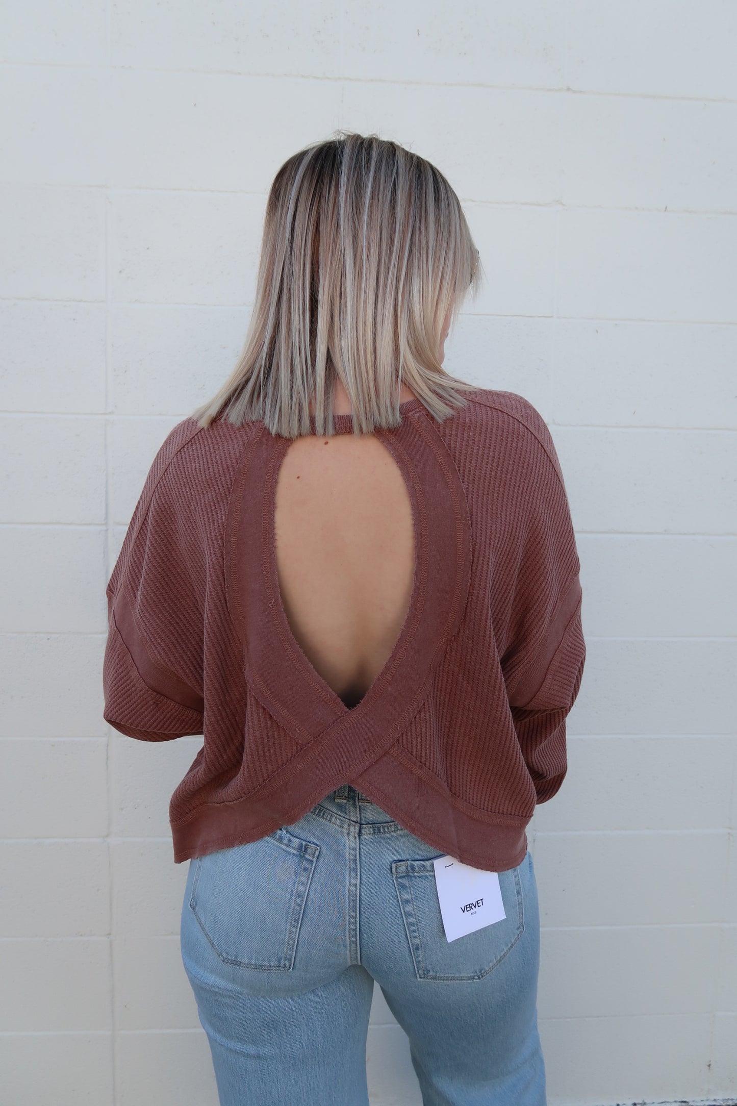 Open Back Oversized Waffle Knit (multiple colors)