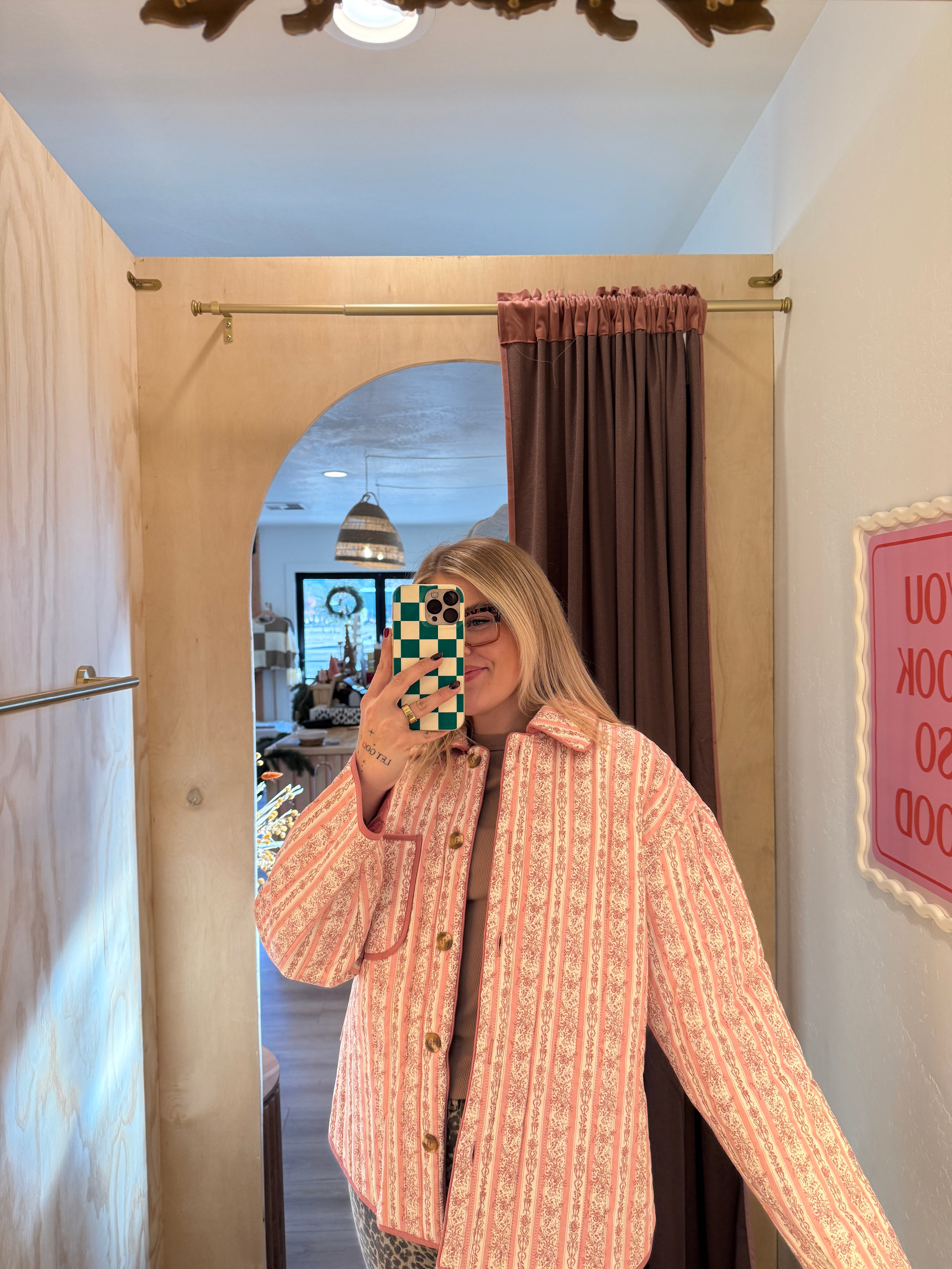 All in Pink Quilted Striped Jacket