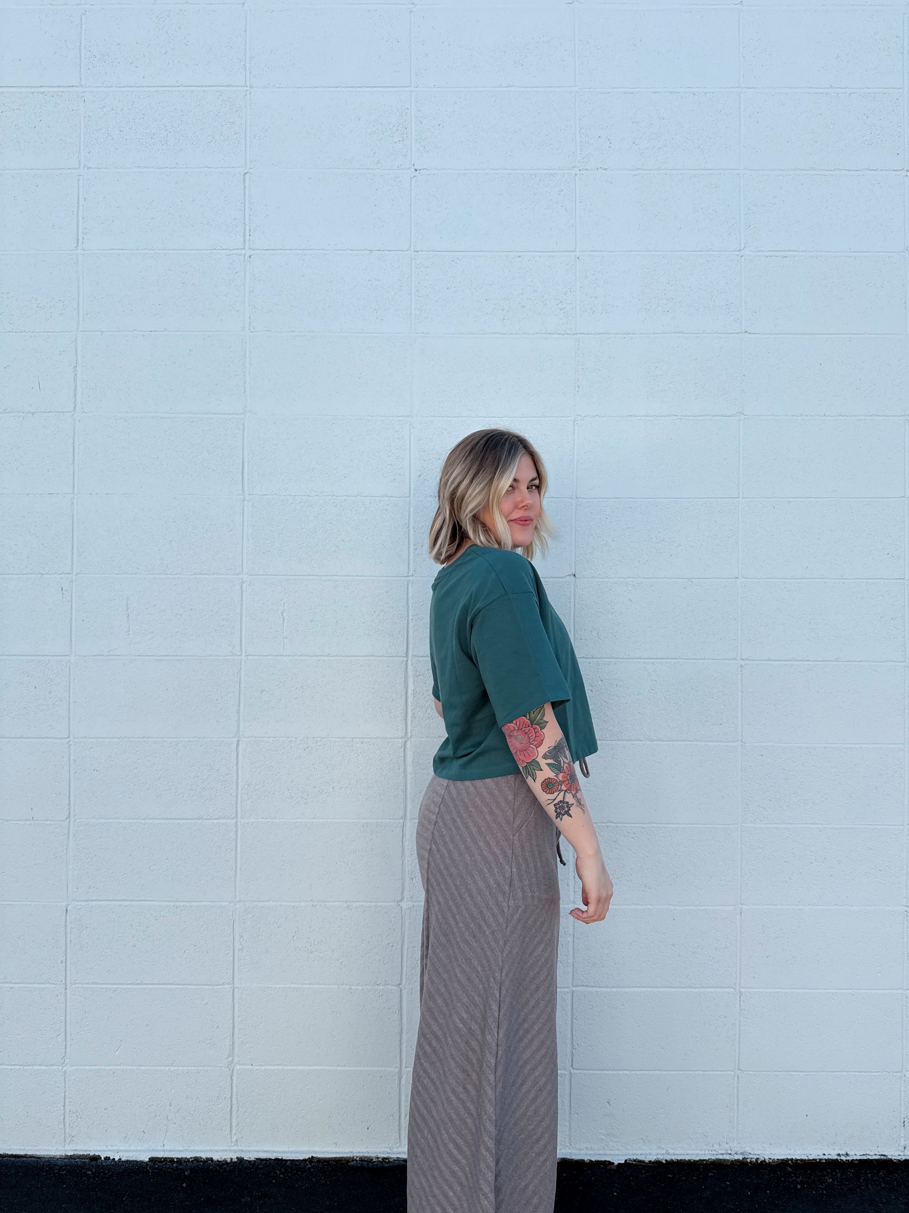 Call me Cozy Tie Textured Wide Pants