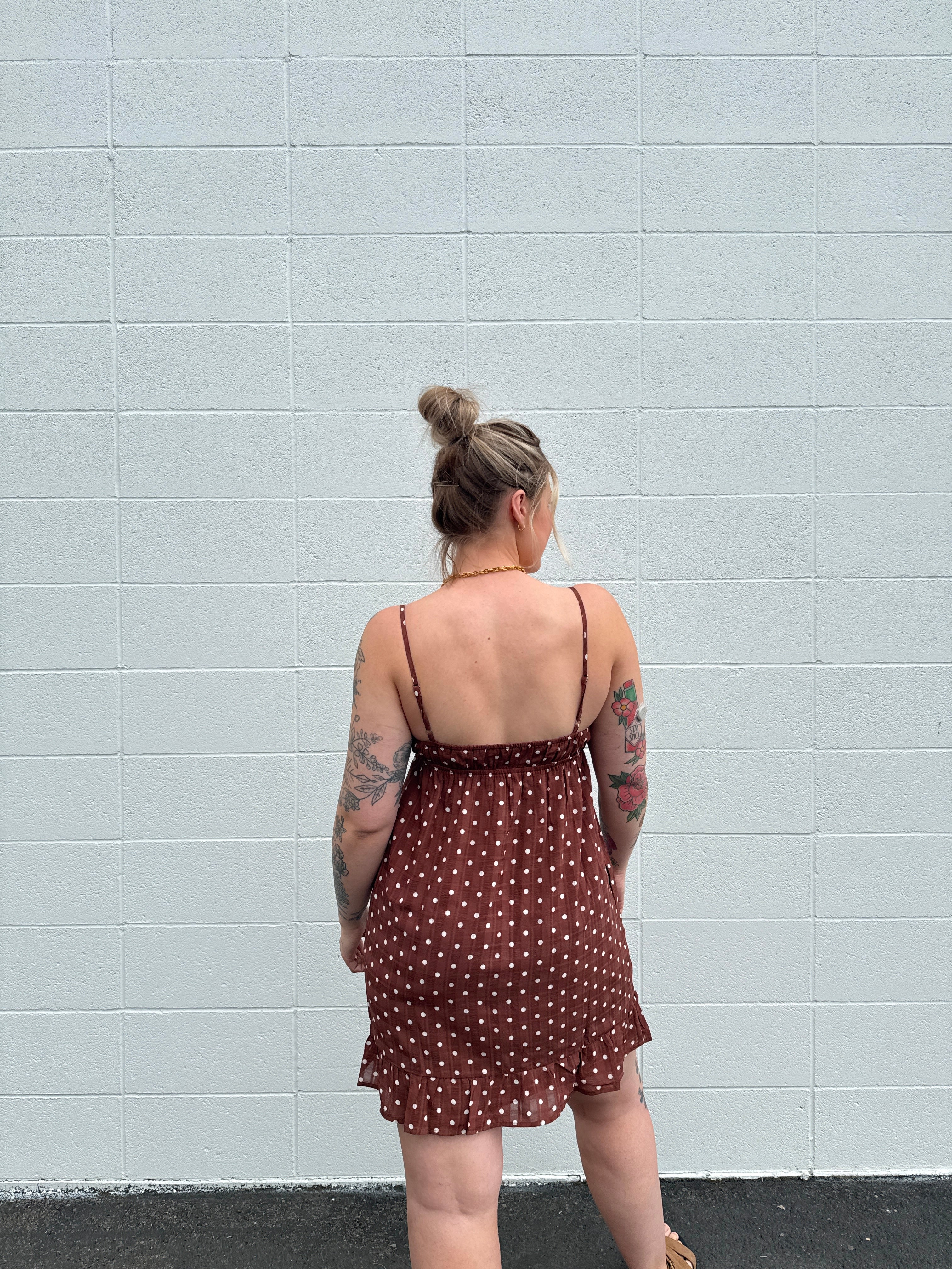 Mocha Dottie Mini Dress