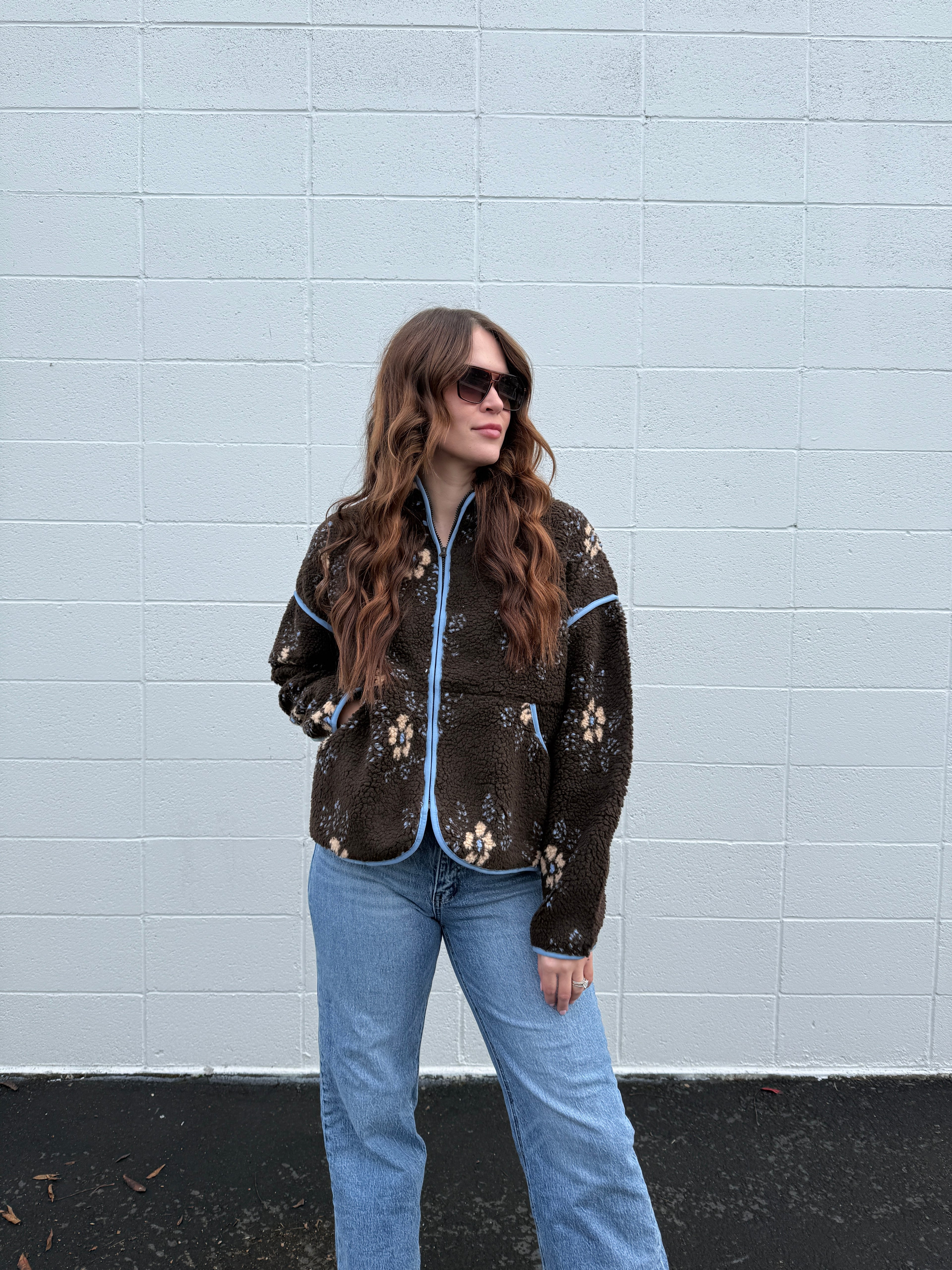 Floral Sherpa Jacket (multiple colors)