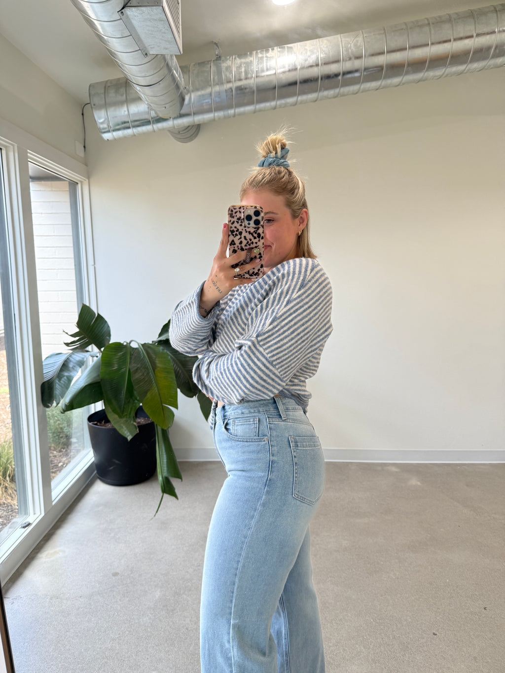 High Rise Raw Hem Wide Leg Jeans