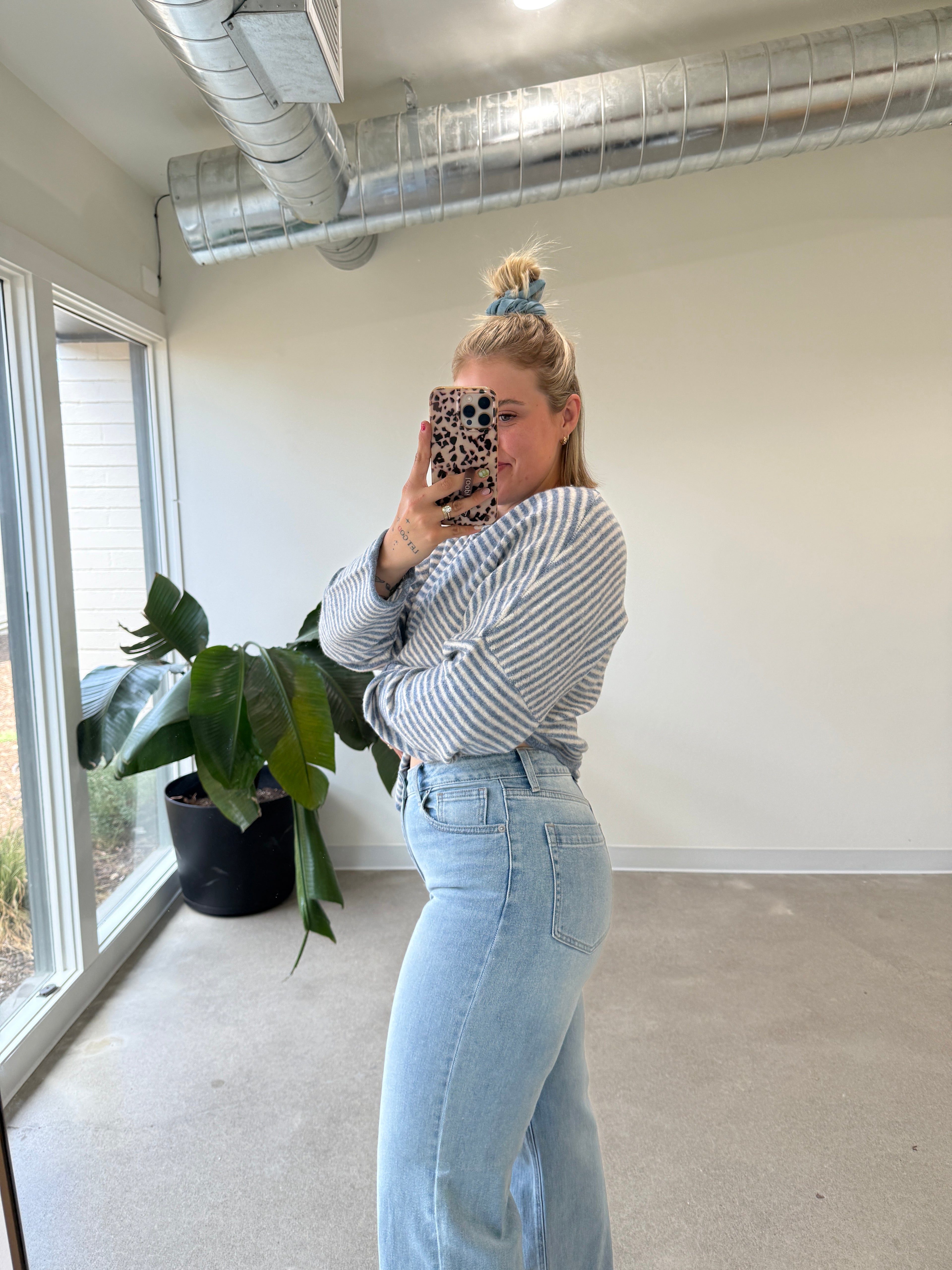High Rise Raw Hem Wide Leg Jeans