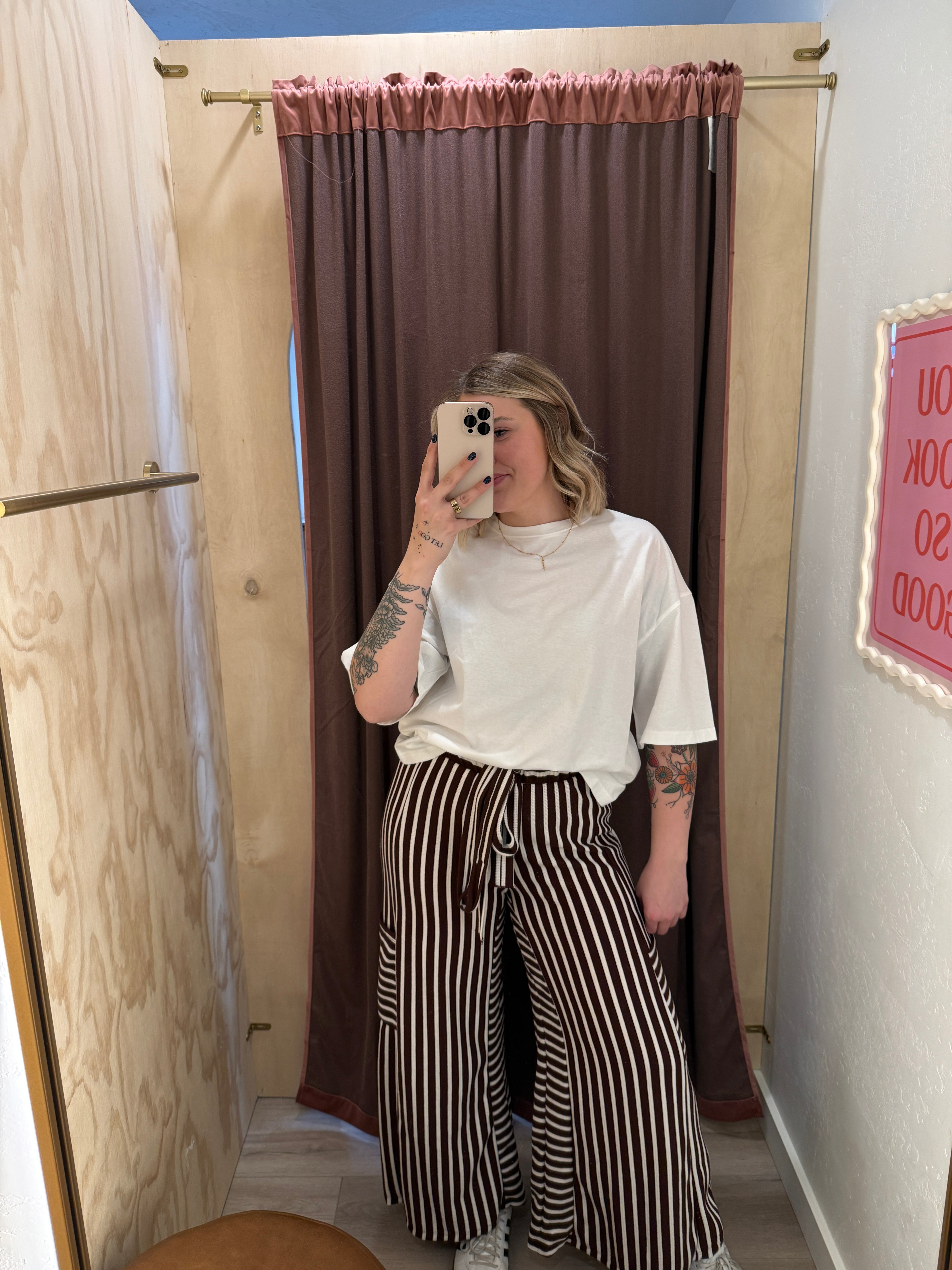 Mix Striped Wide Leg Pants