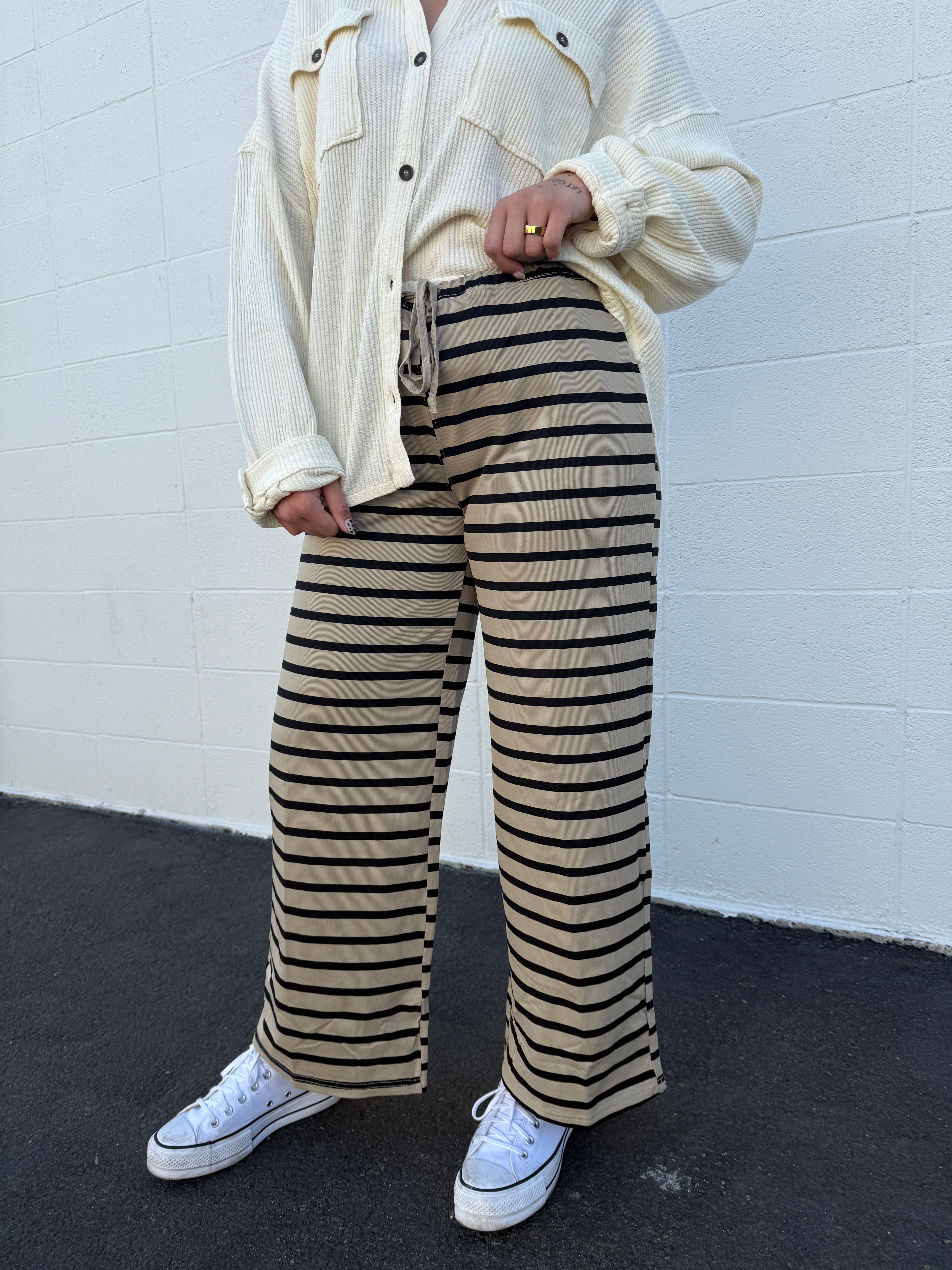 Striped Wide Leg Knit Pants