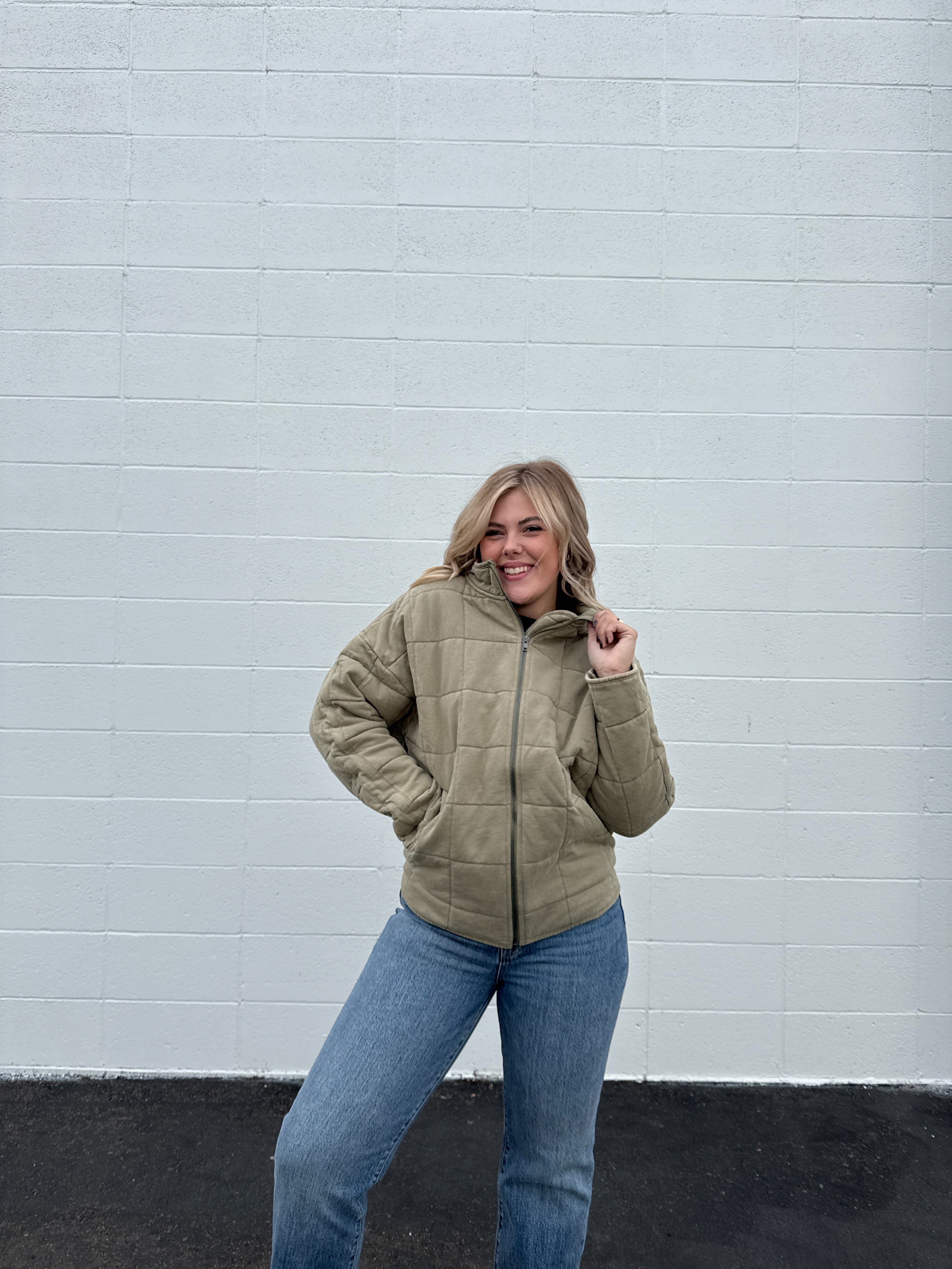 Wild + Free Quilted Jacket - Olive