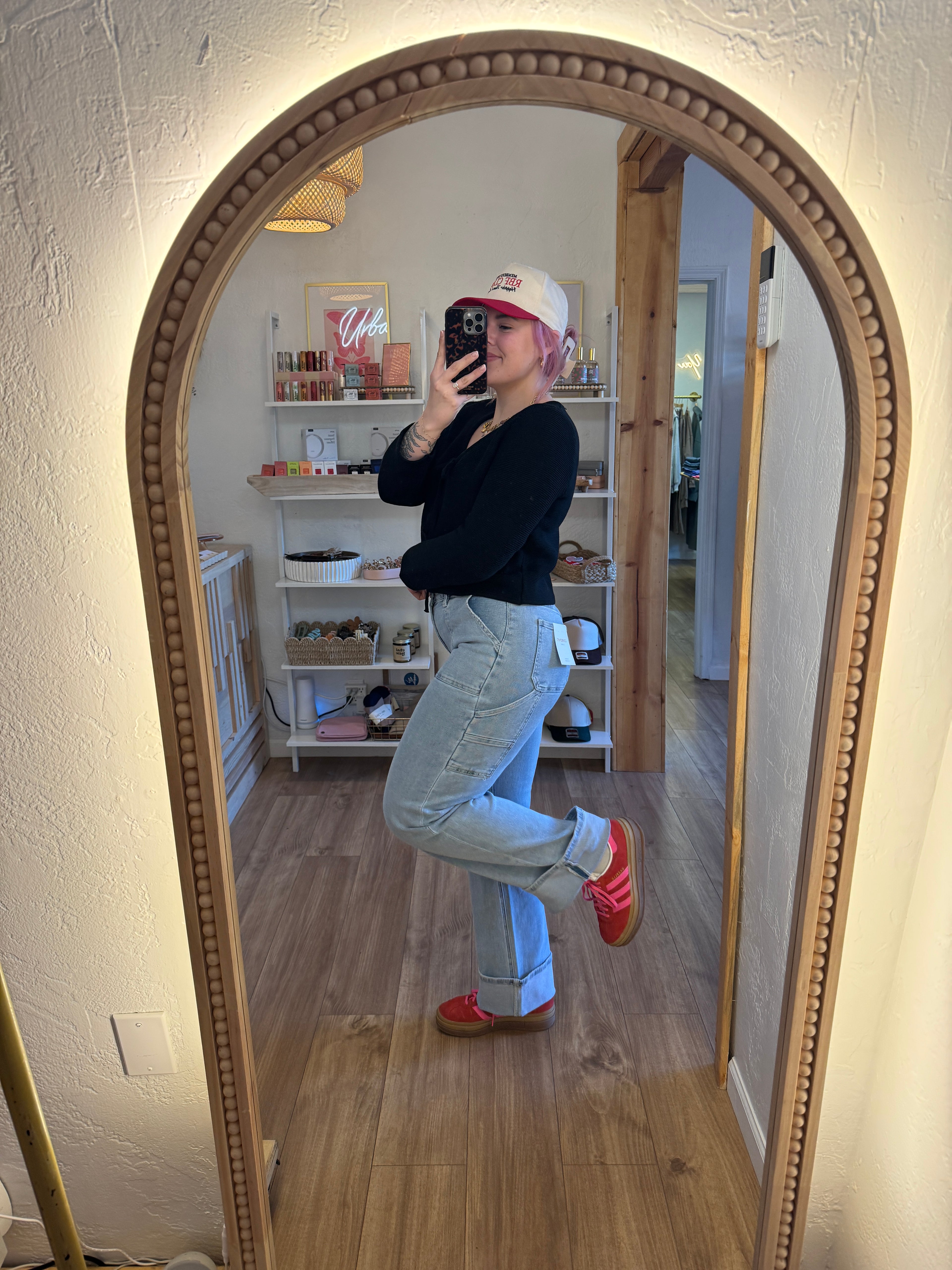 High Rise Cuffed Cargo Wide Jeans