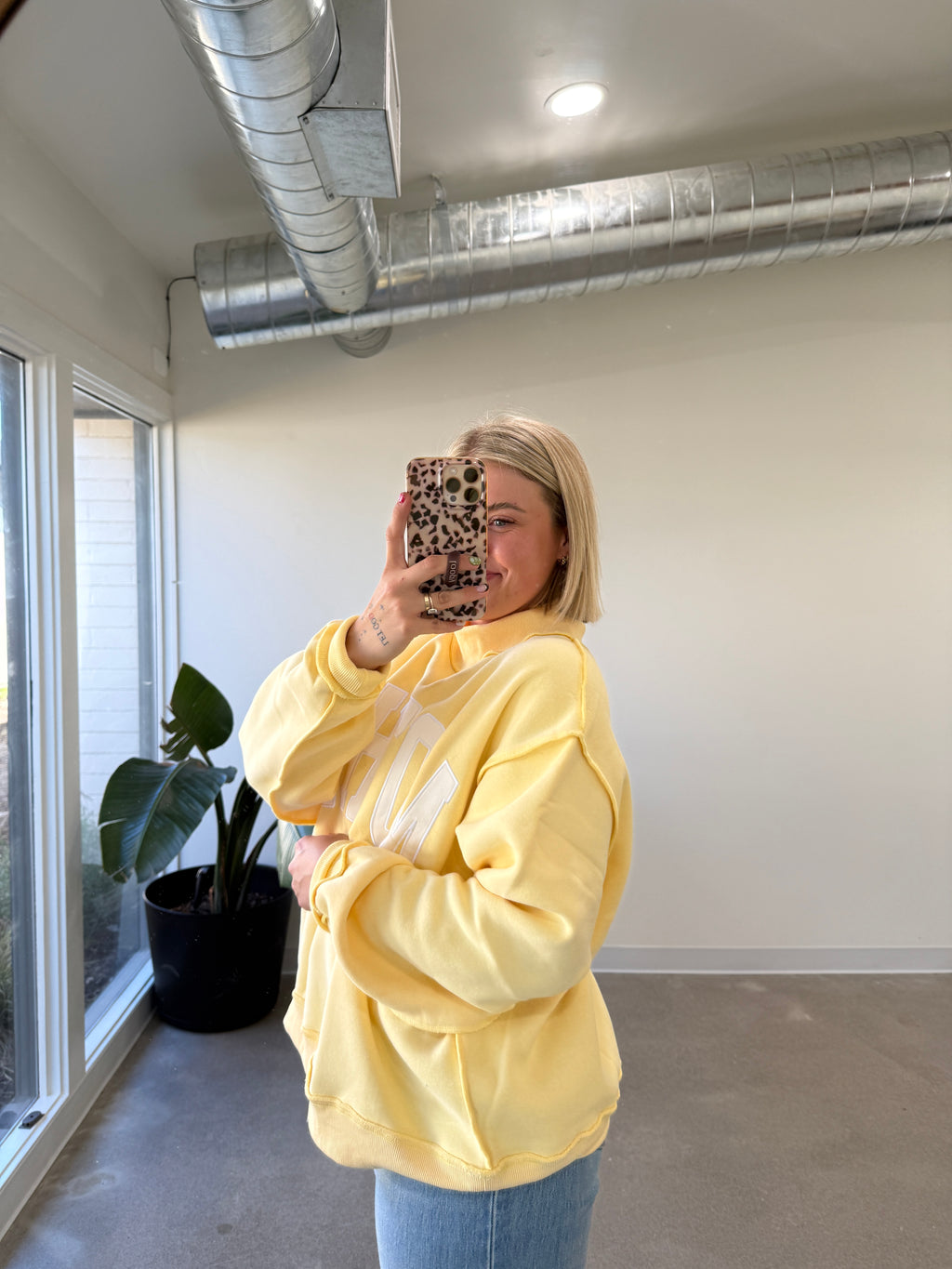 Embroidered Mother Mockneck - Butter Yellow