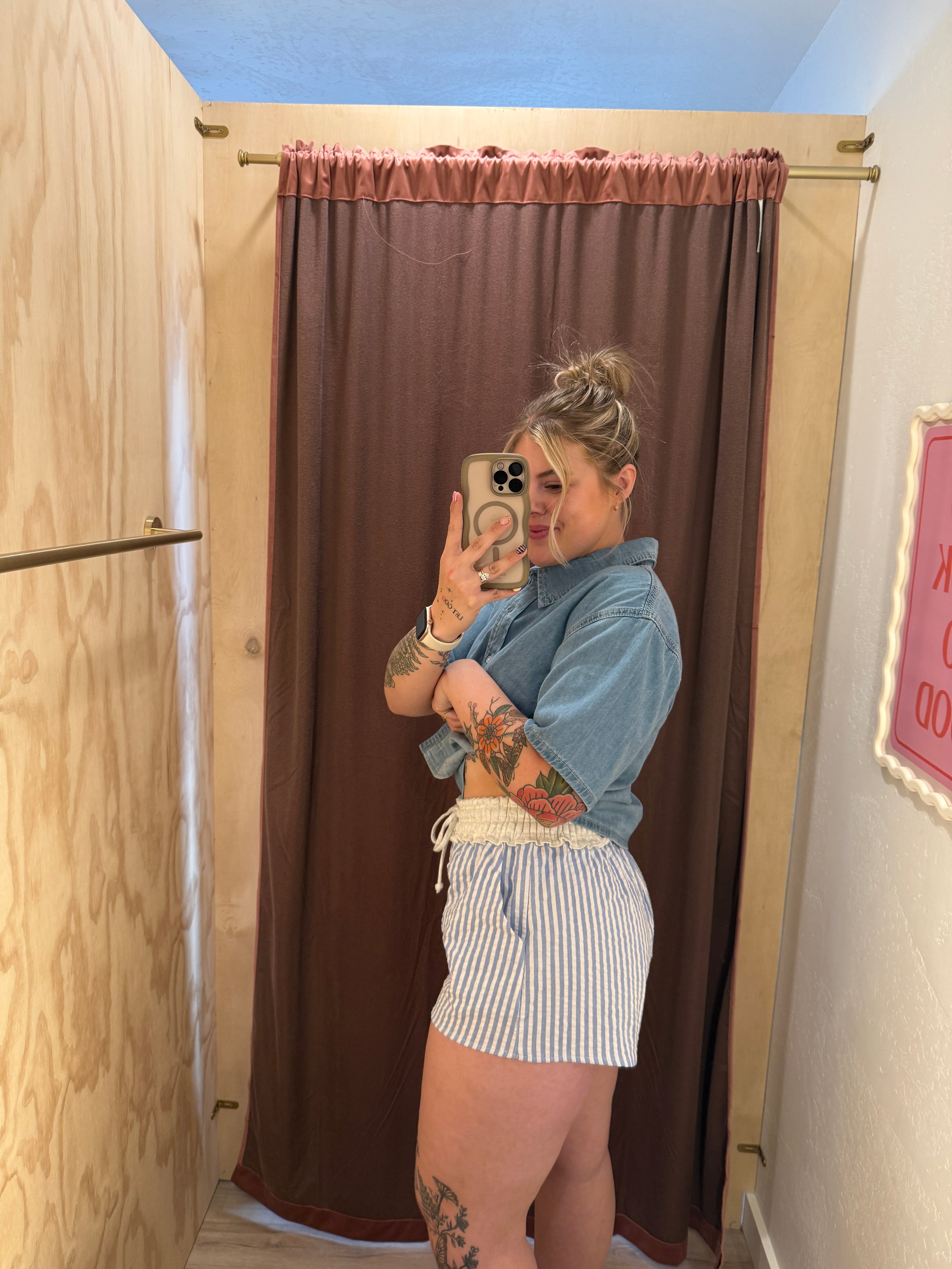 Sky Blue Striped Shorts