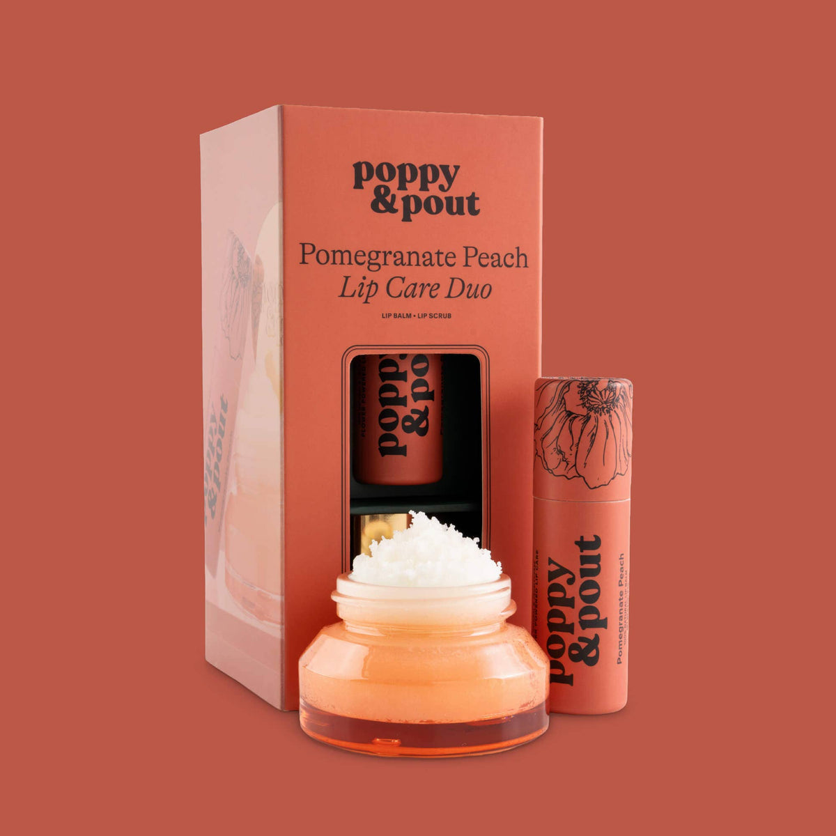 Poppy and Pout Lip Care Duo - Pomegranate Peach