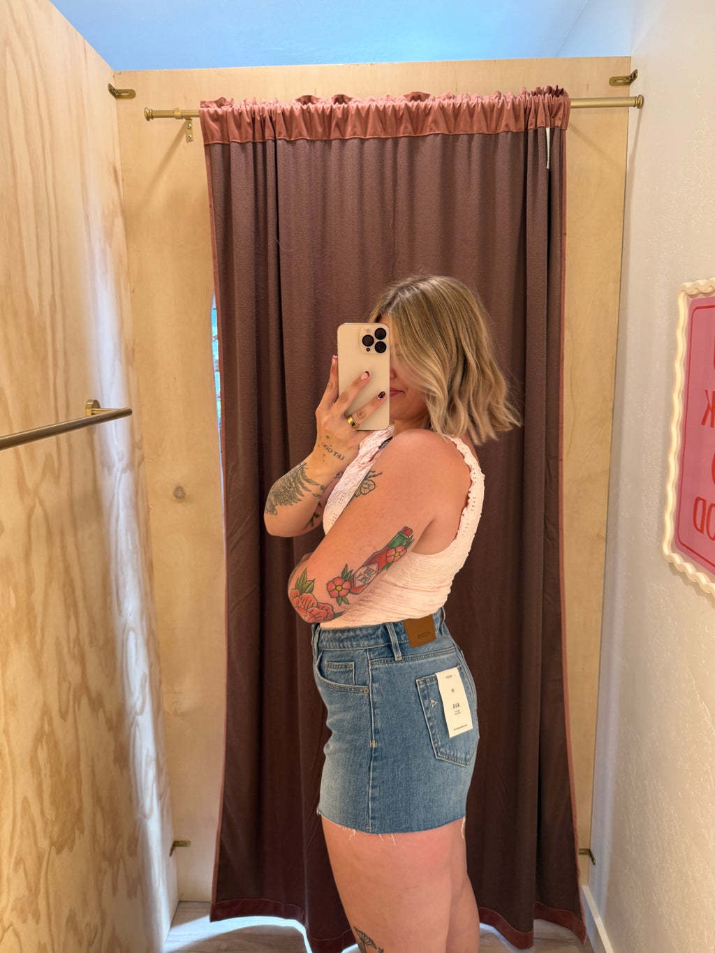 Ava High Rise A-Line Denim Shorts