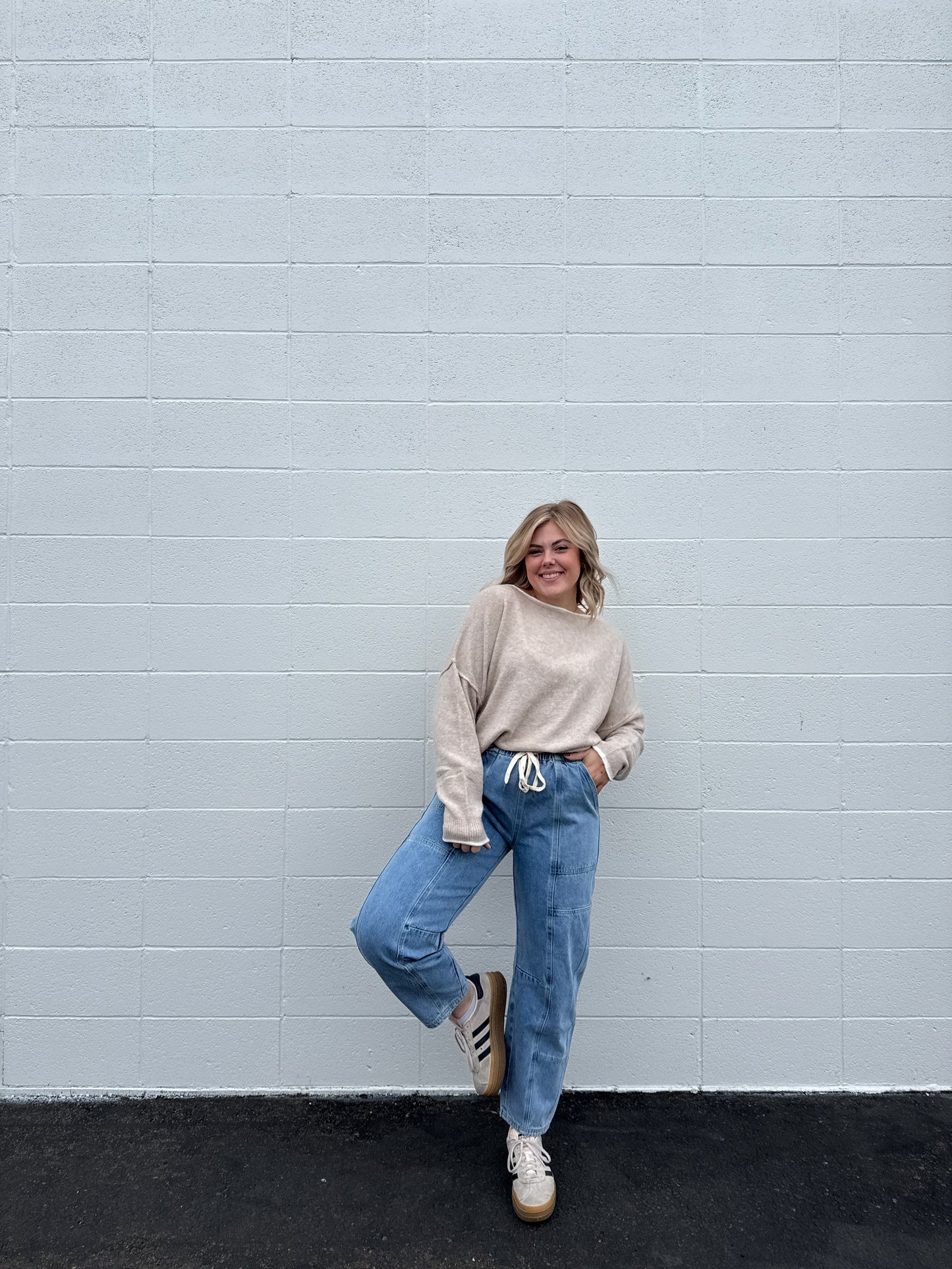 Cold Shoulder Sweater - Oatmeal