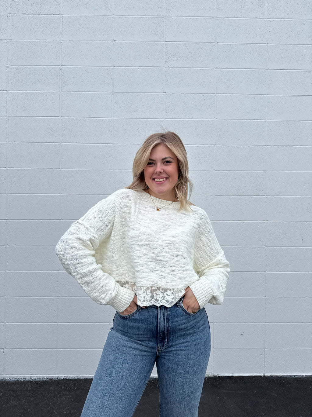 Dainty Lace Trimmed Sweater