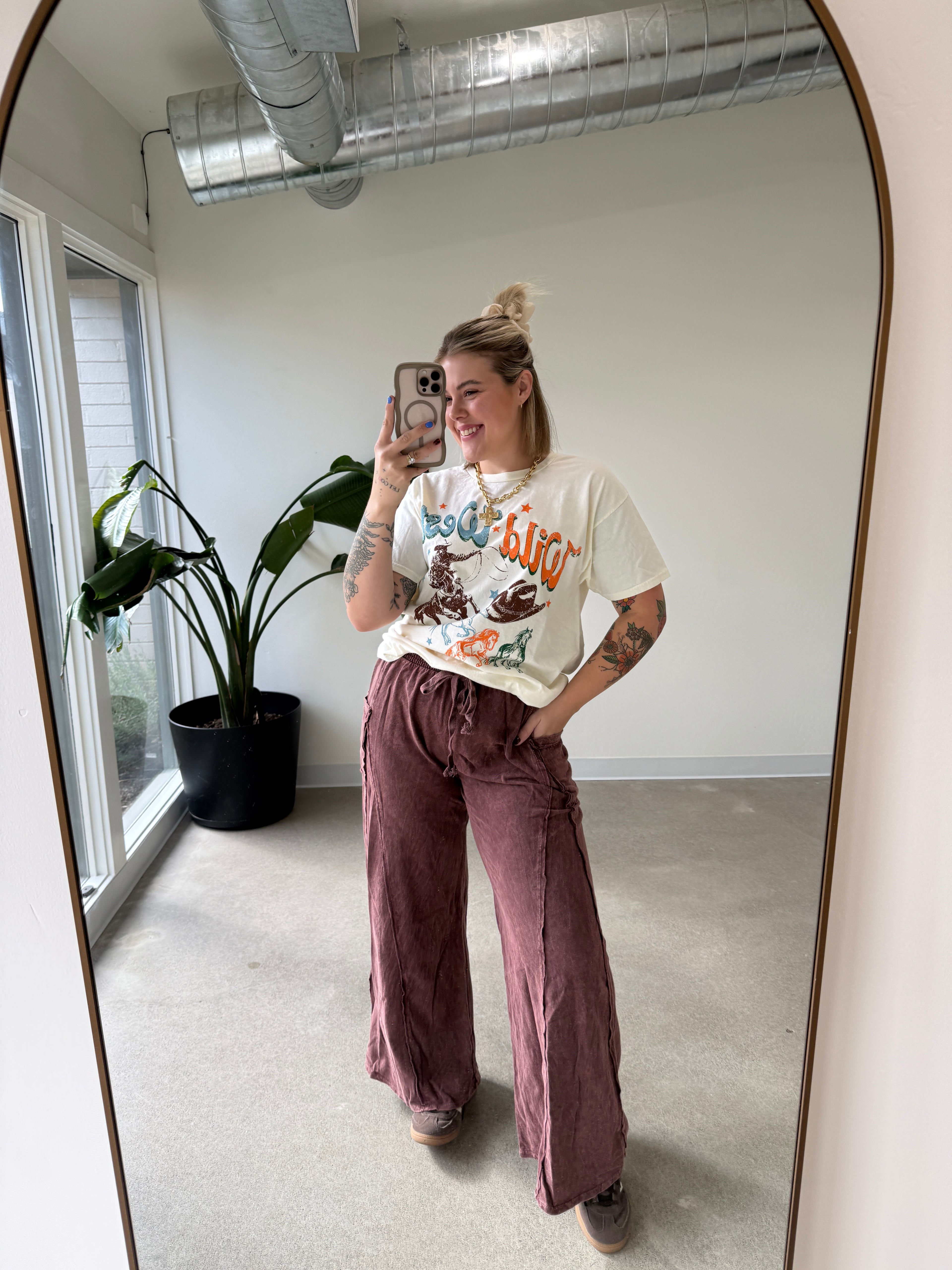 Mineral Washed Flare Terry Pants