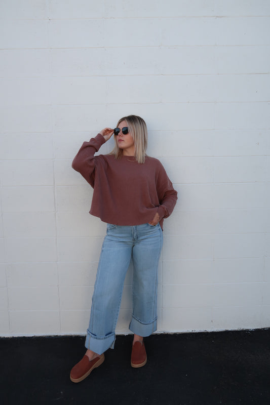 Open Back Oversized Waffle Knit (multiple colors)