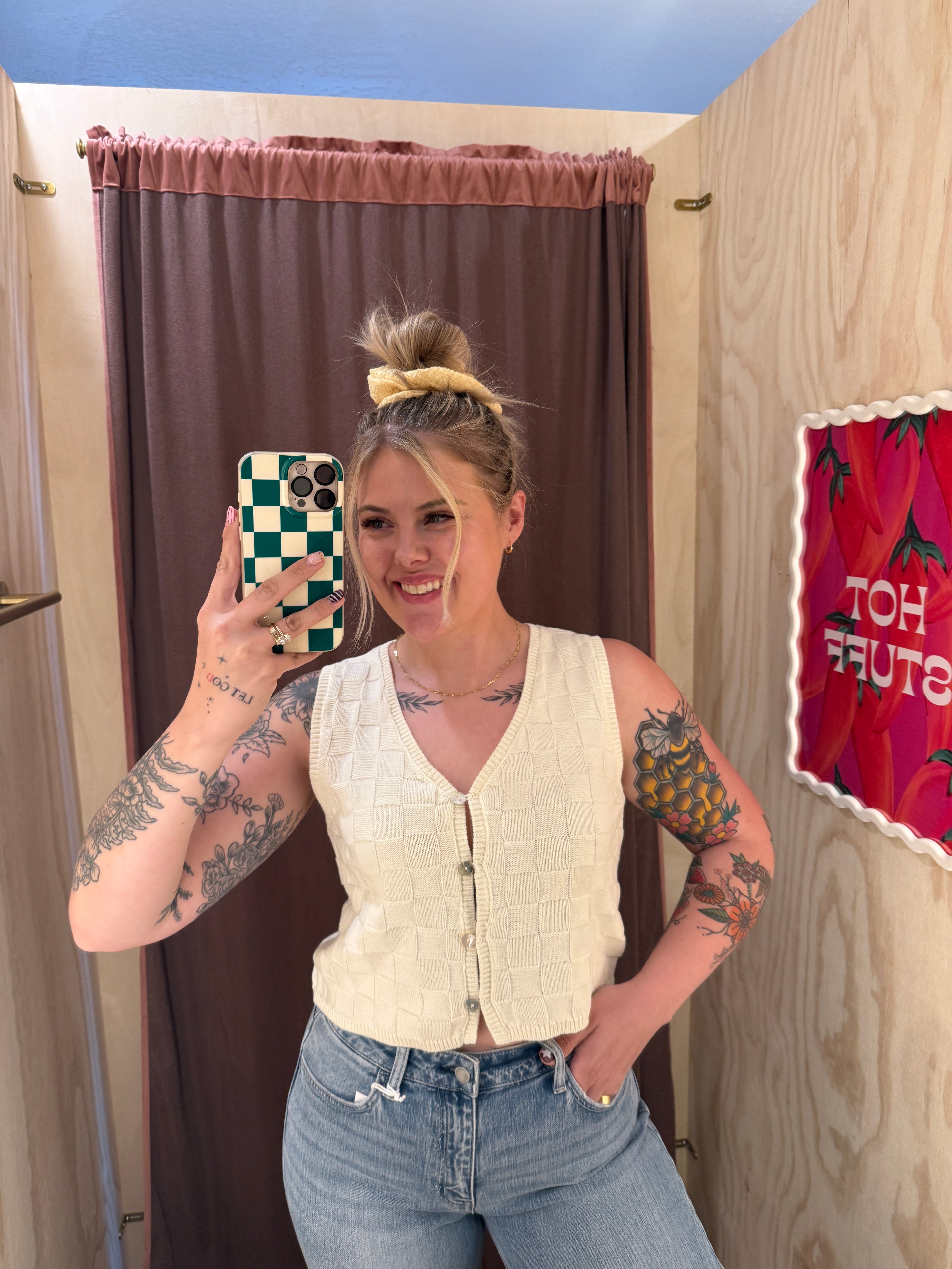 The Checkmate Knit Vest (whipped cream)