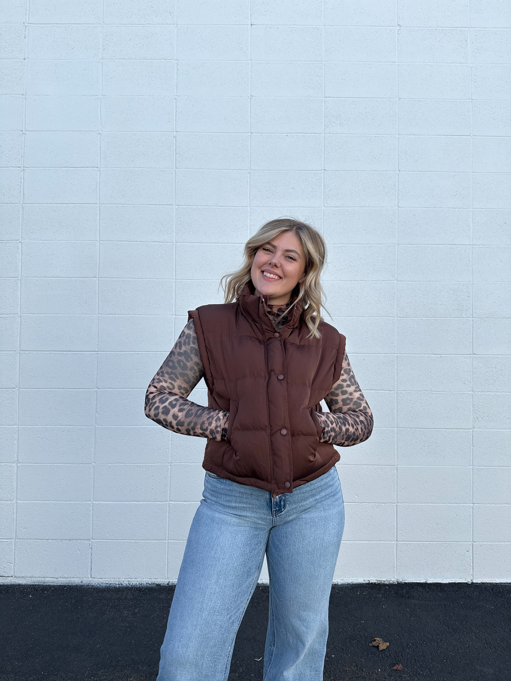 Mock Neck Casual Puffer Vest (multiple colors)