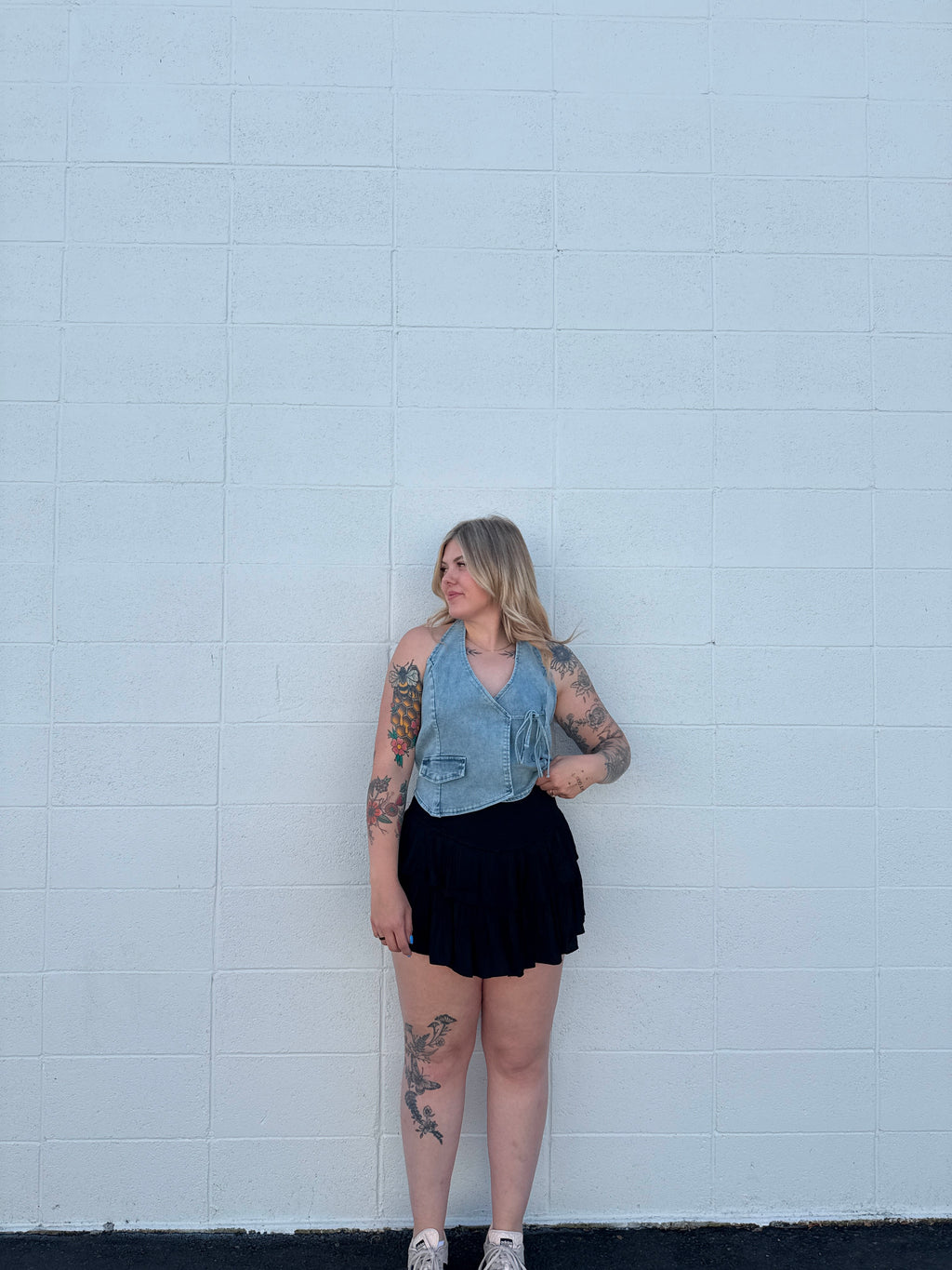 Contour Cascading Smocked Skort