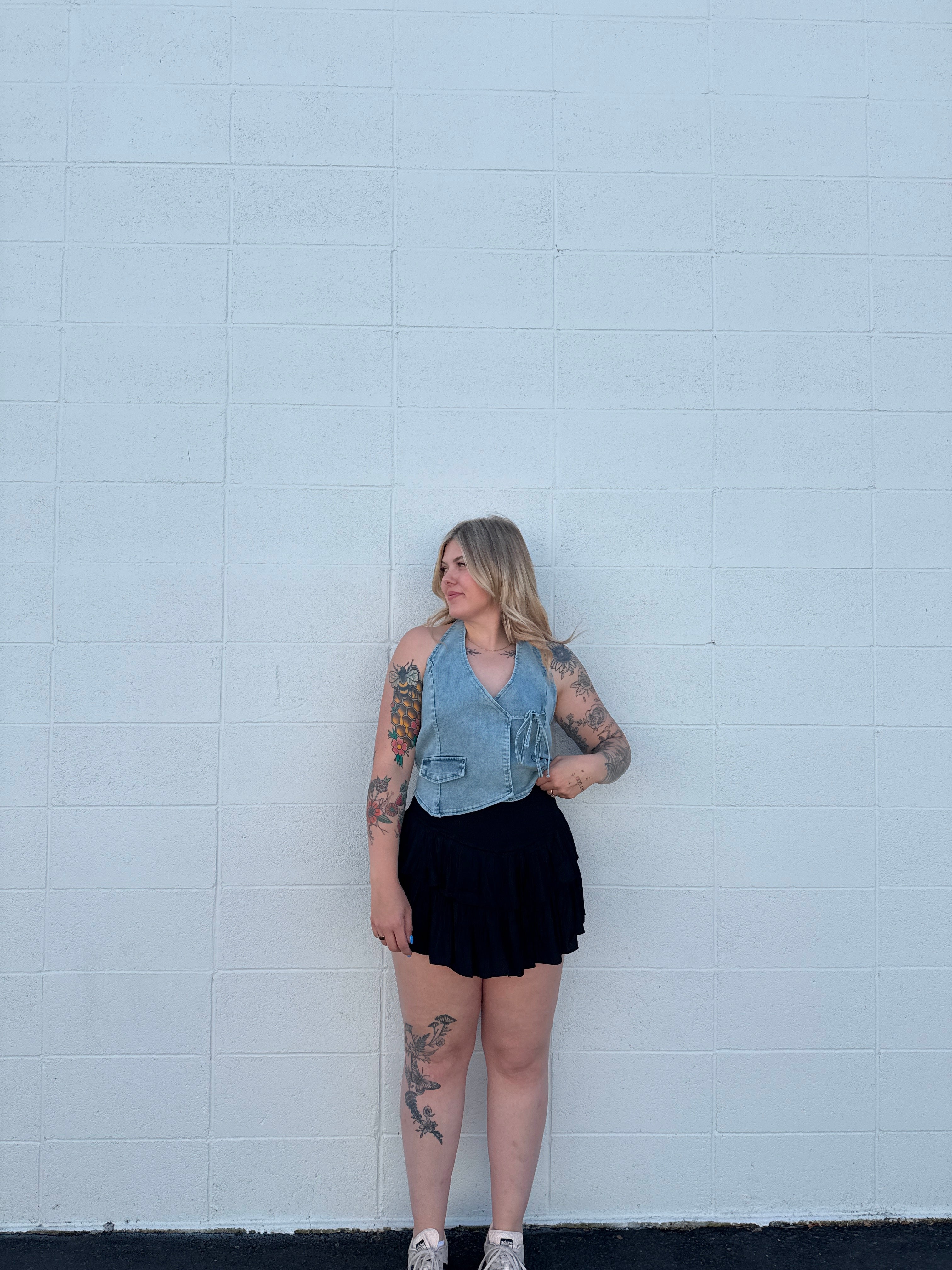 Contour Cascading Smocked Skort
