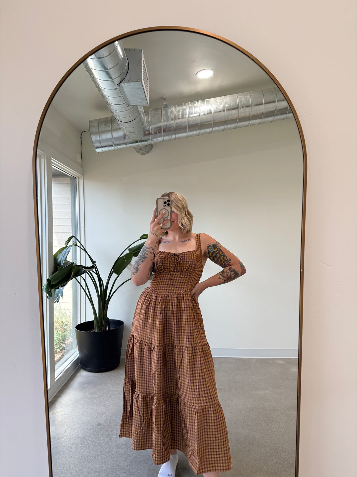 Harvest Plaid Midi Dress