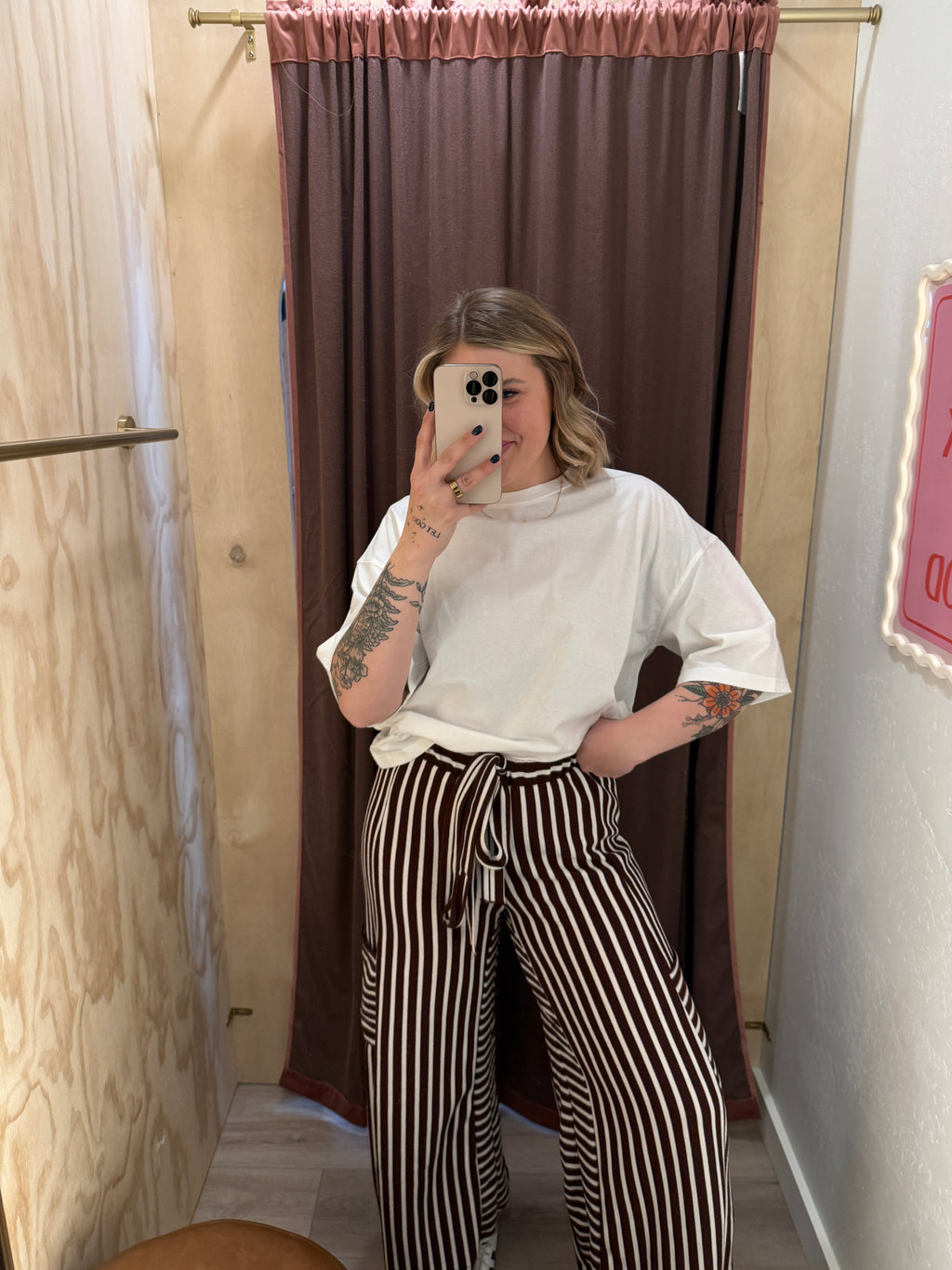 Mix Striped Wide Leg Pants