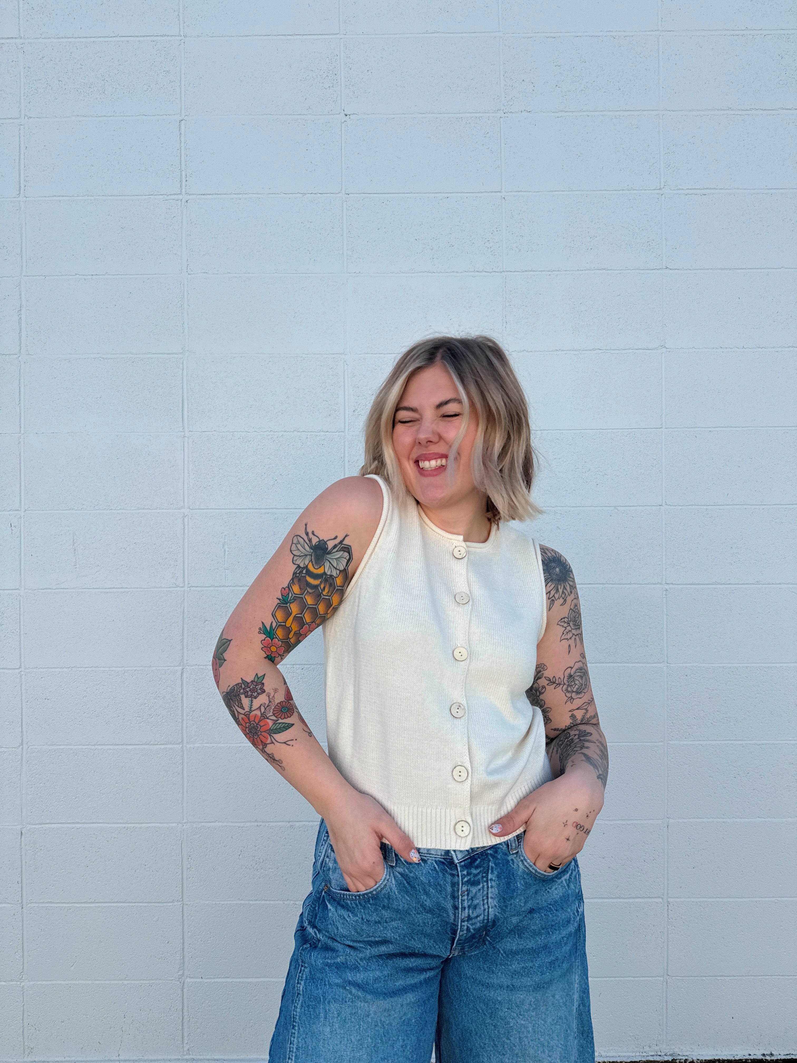 Kristen Cream Button Vest