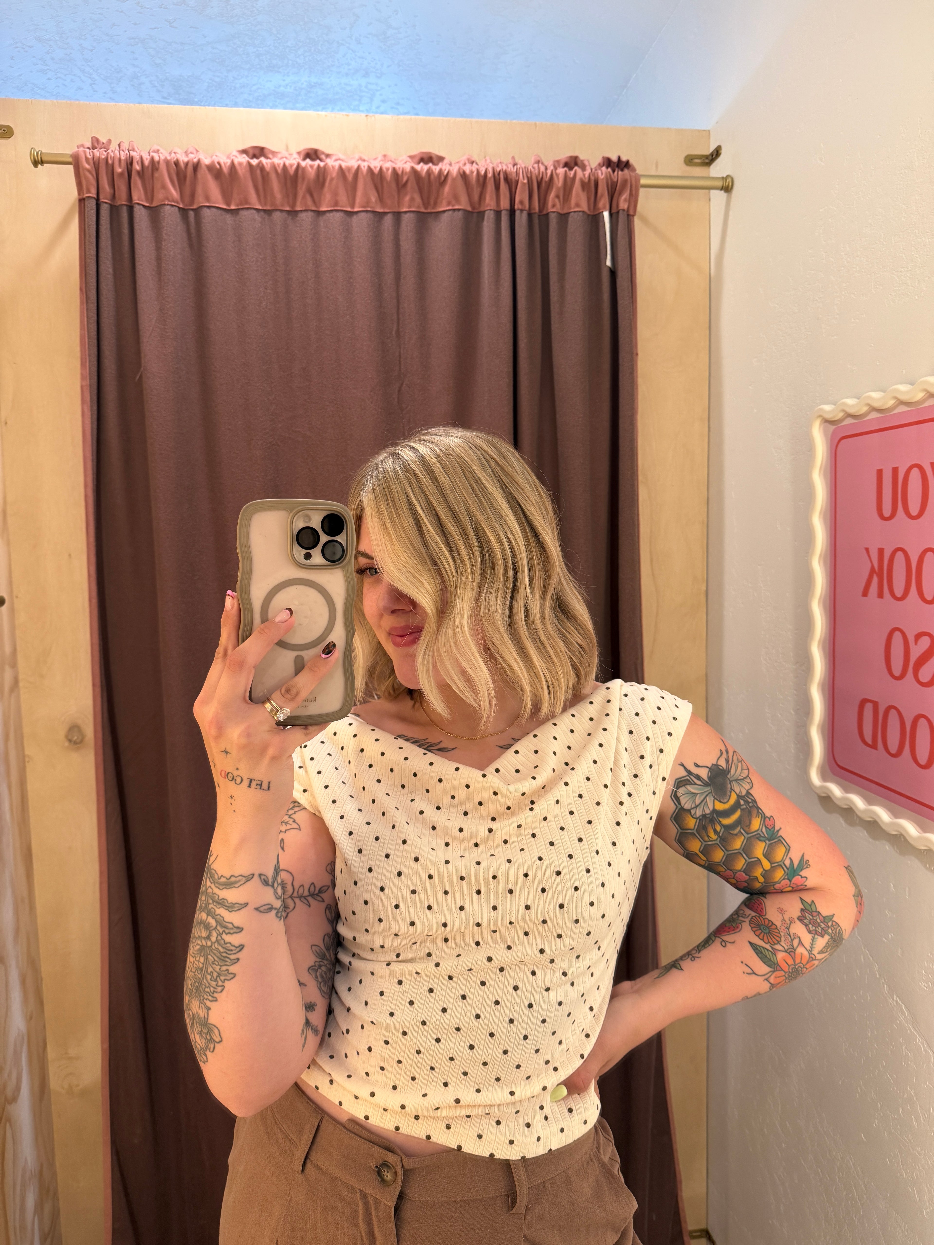 Cold Shoulder Dottie Top