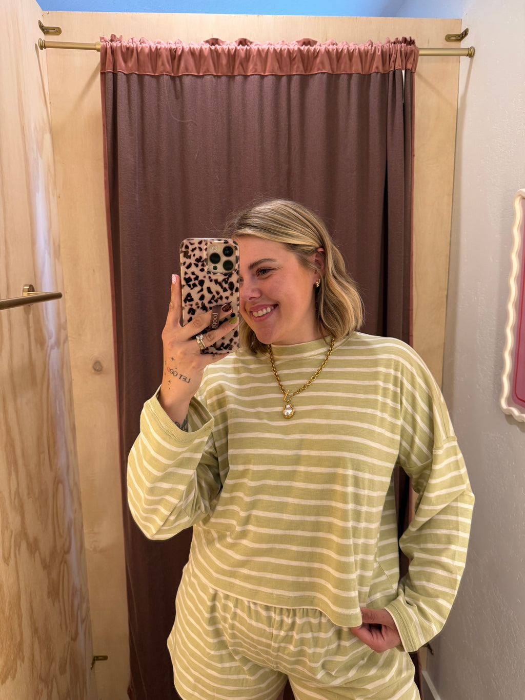 Matcha Mornings Striped Long Sleeve