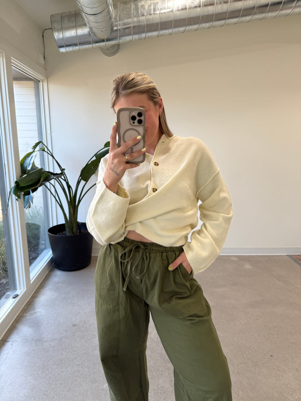 Olive Utility Barrel Pants