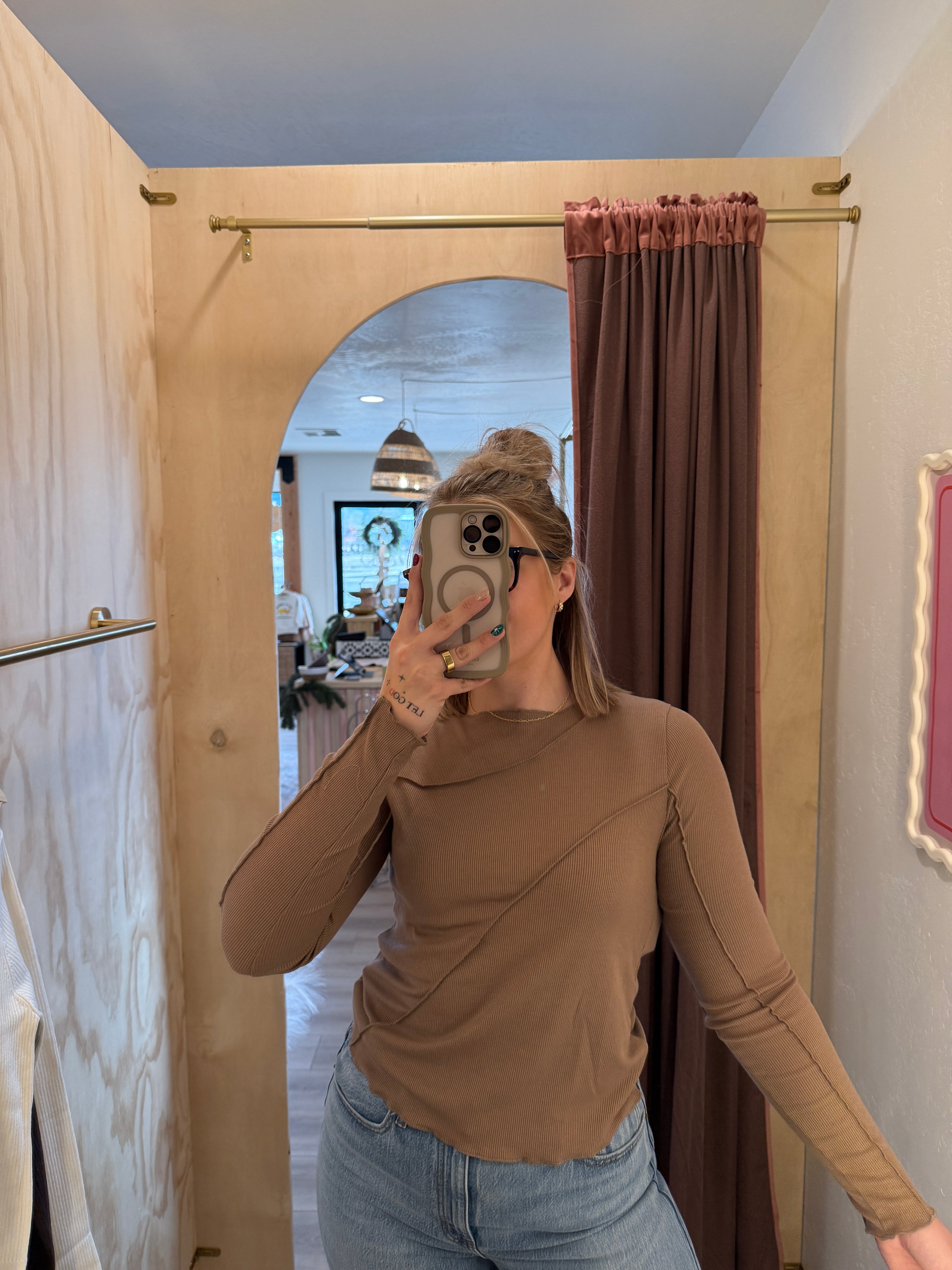 Ribbed Textured Knit Long Sleeve