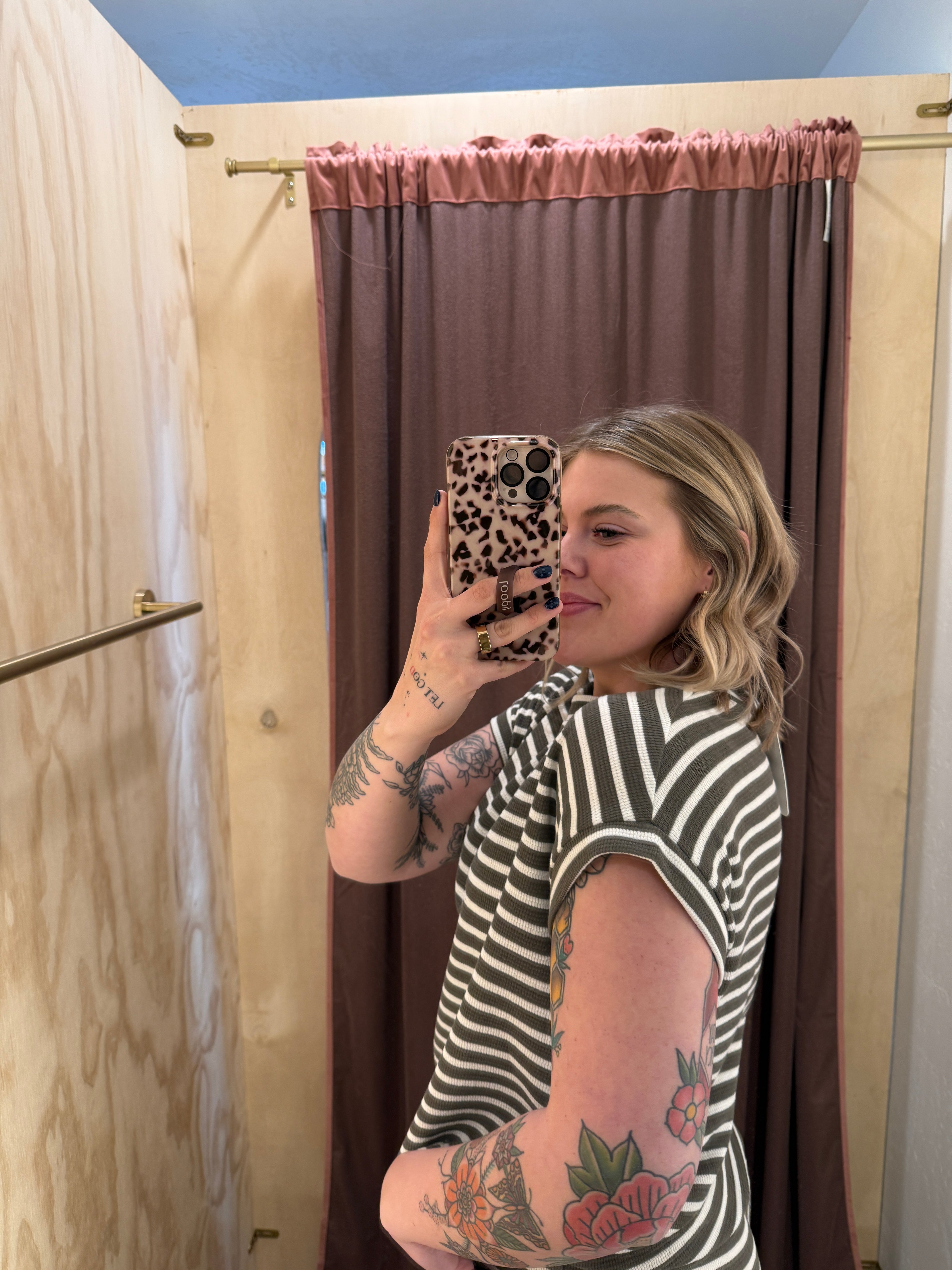 Green + Cream Striped Set