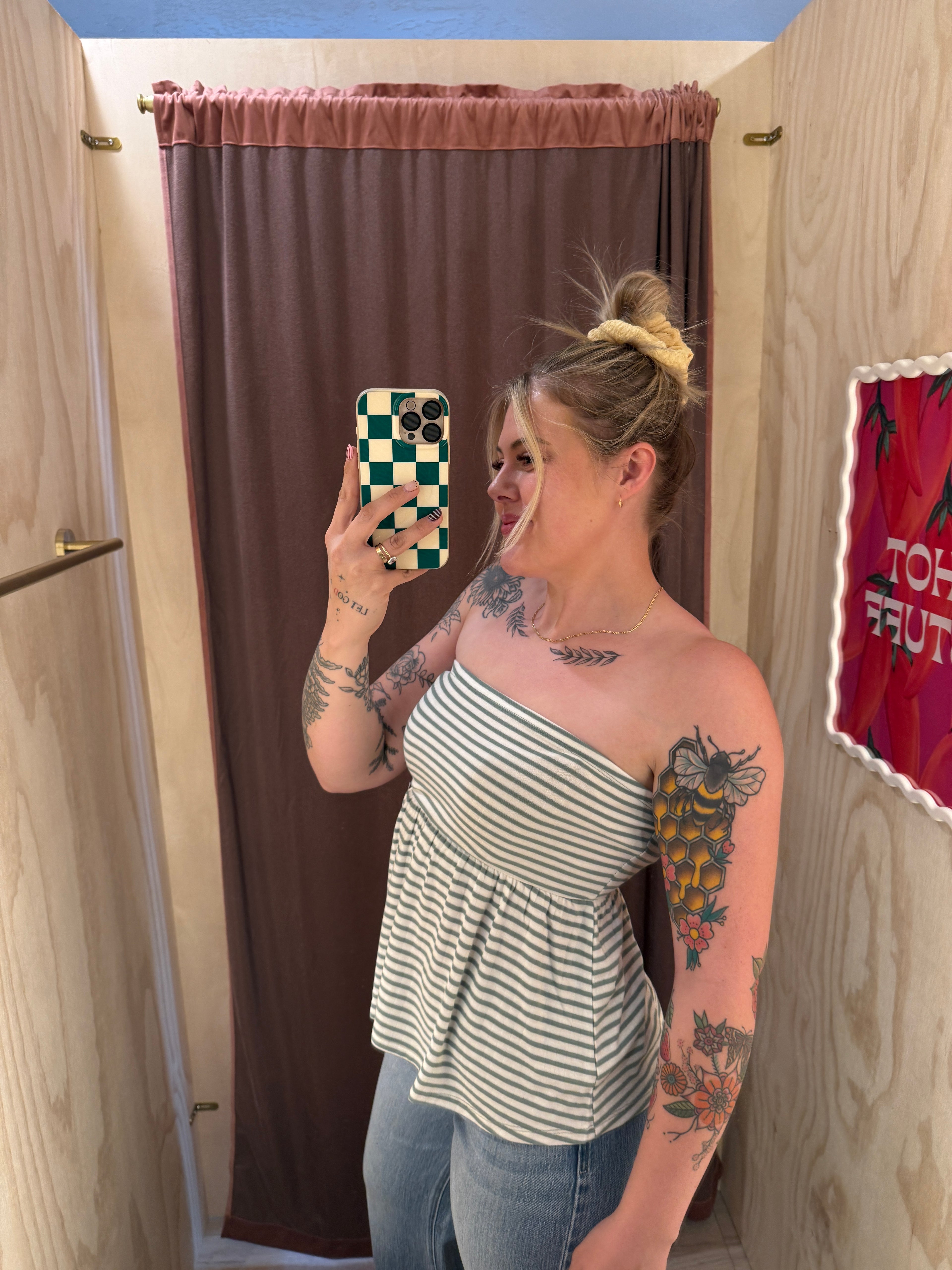 Striped Sage Tube Top