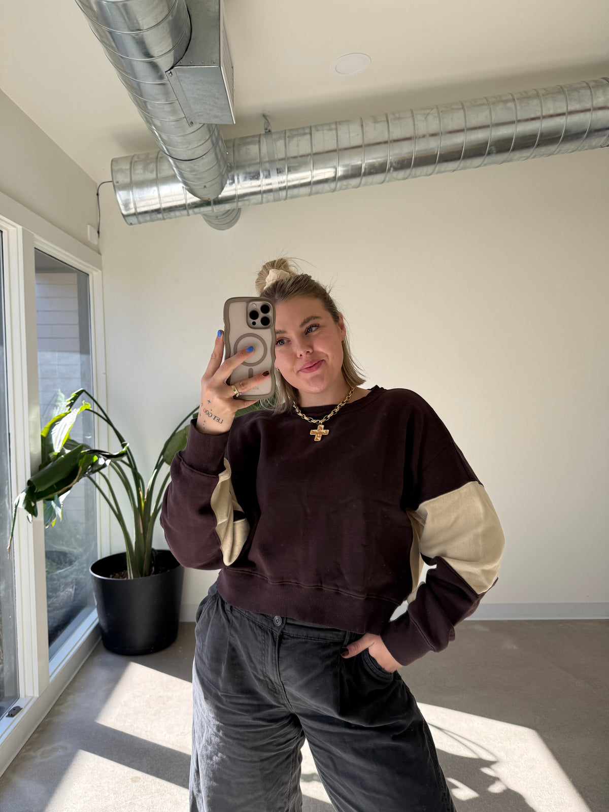 Vintage Color Block Sweatshirt