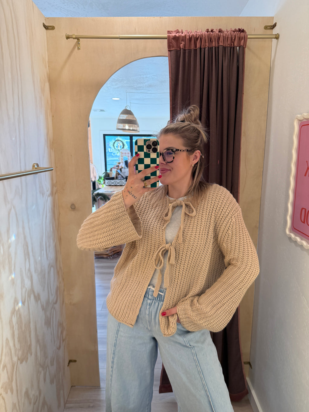 Bow Tie Knit Sweater Top