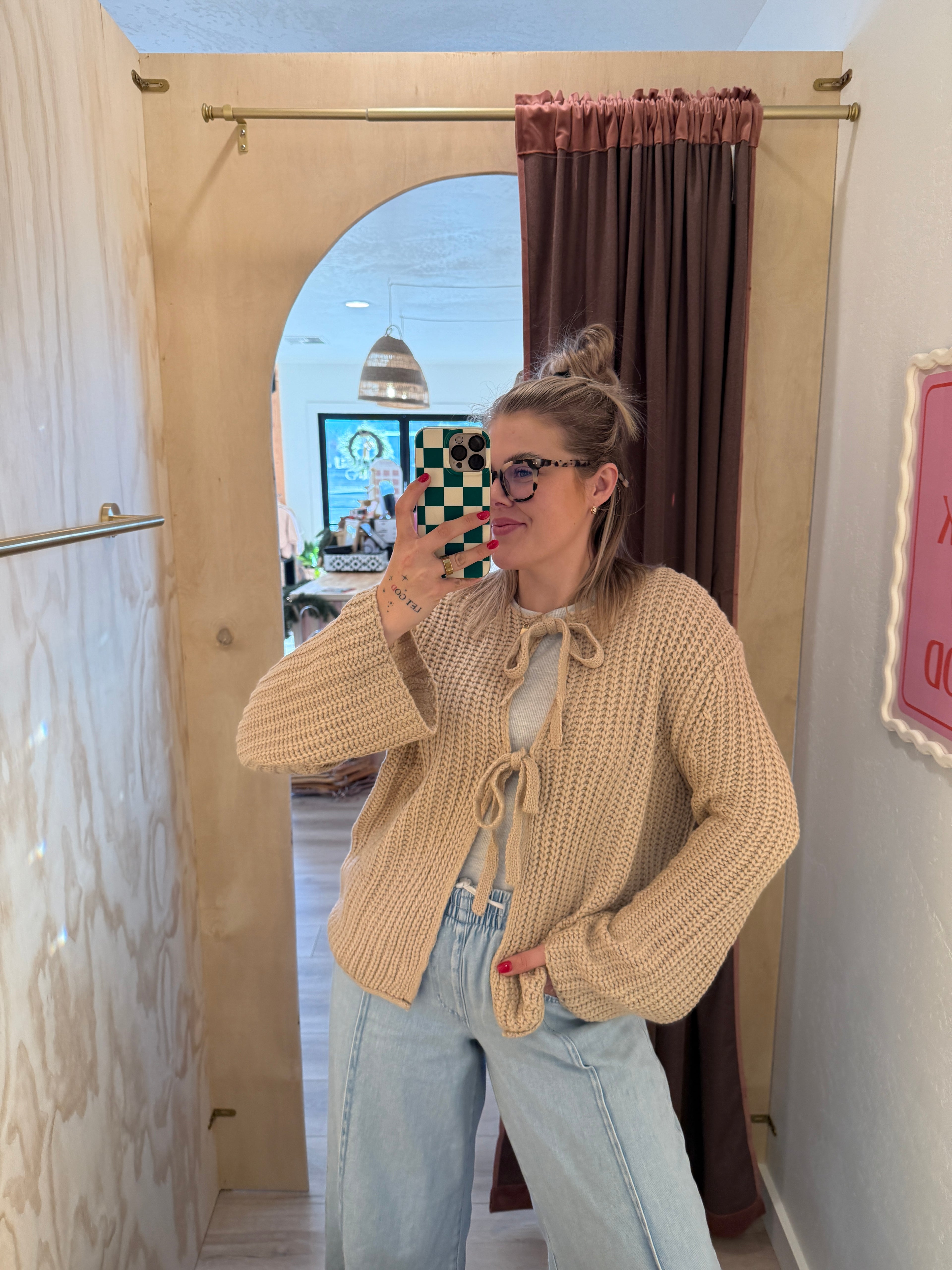 Bow Tie Knit Sweater Top