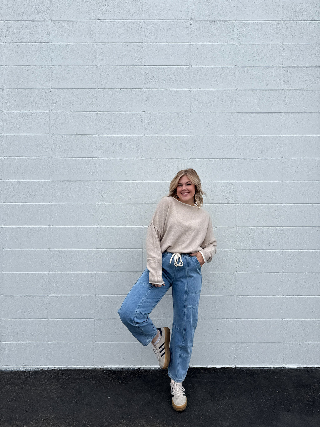 Panel Barrel Tie Jeans