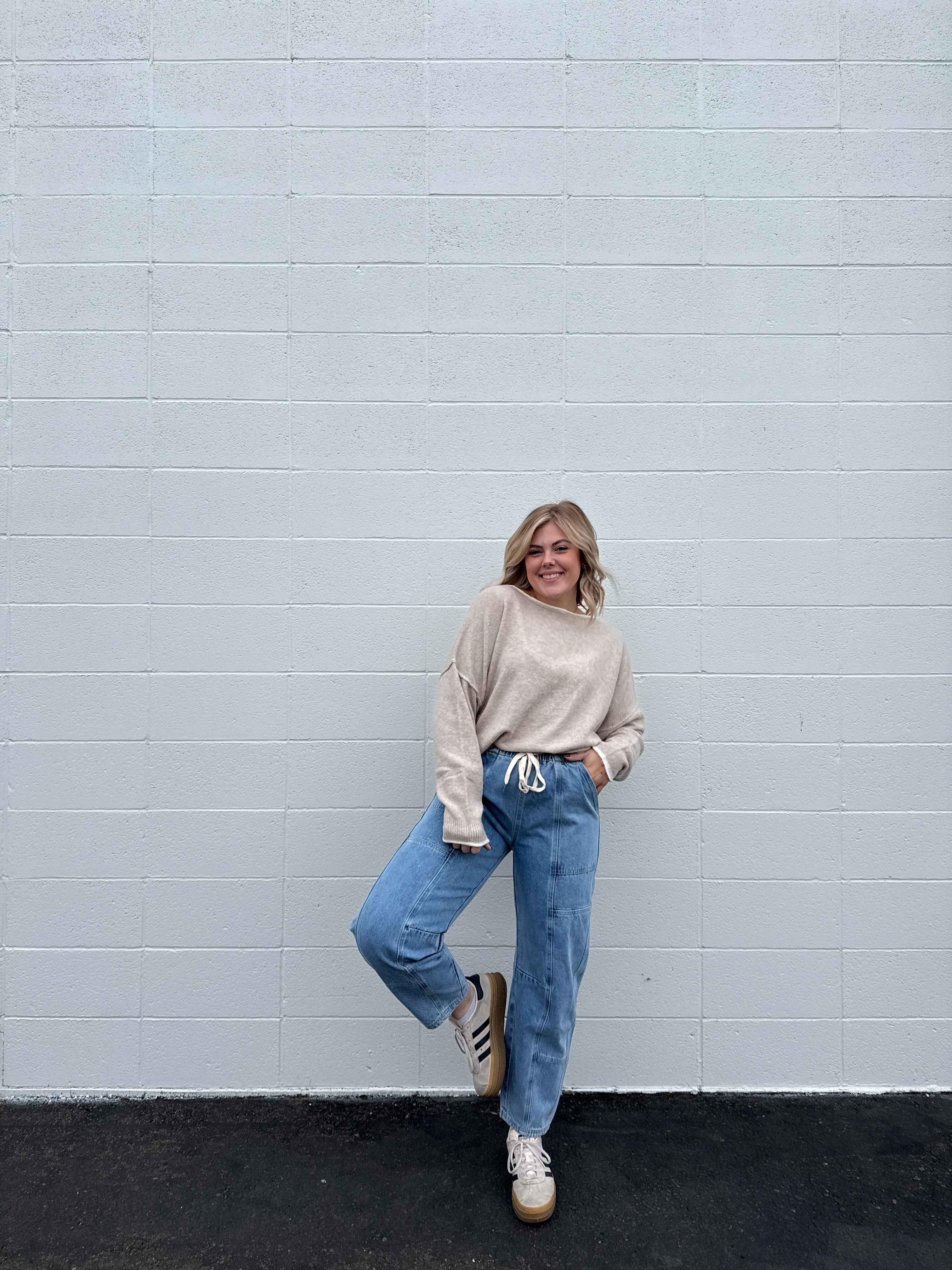 Panel Barrel Tie Jeans