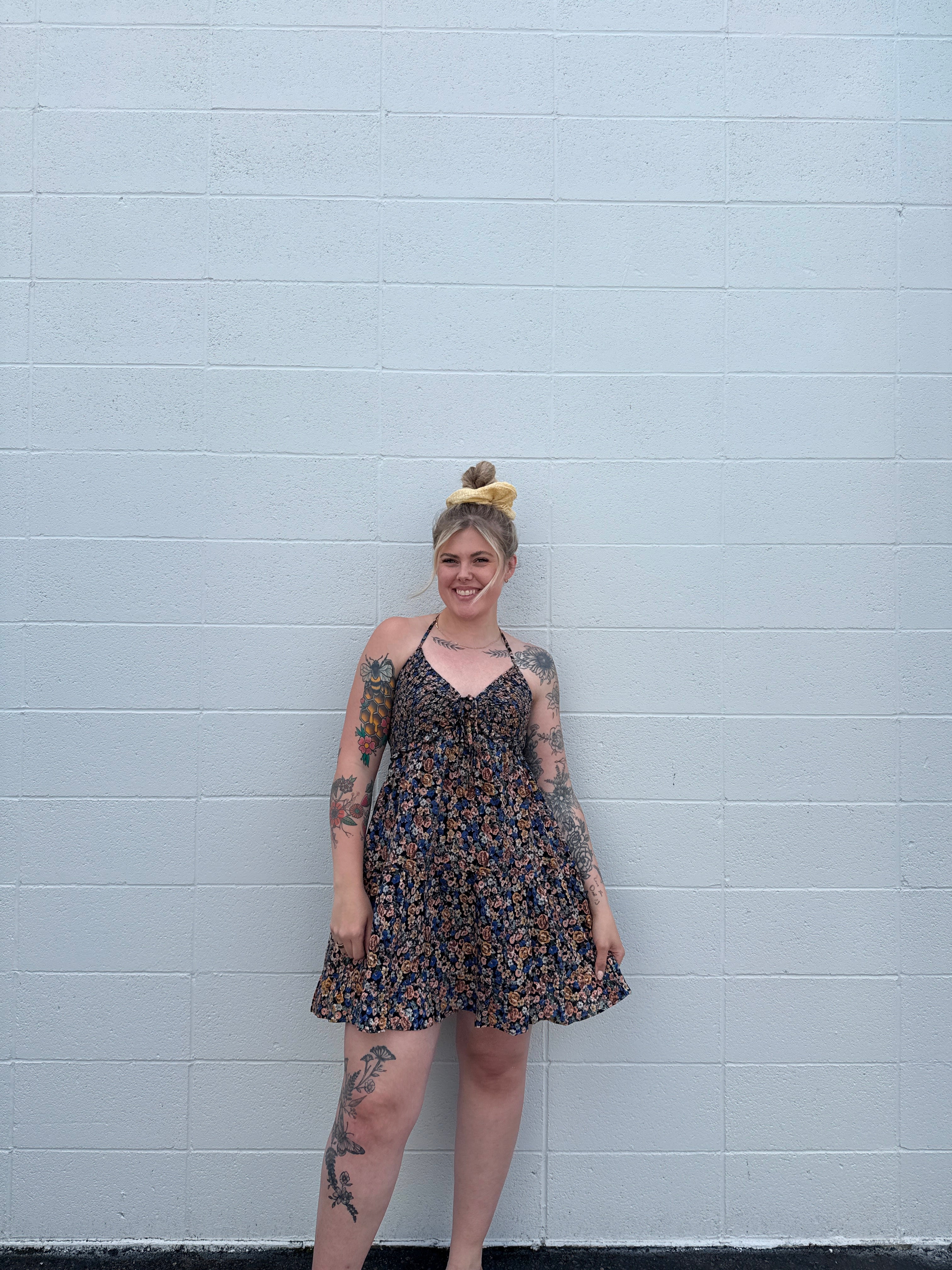 Forget Me Not Floral Halter Dress