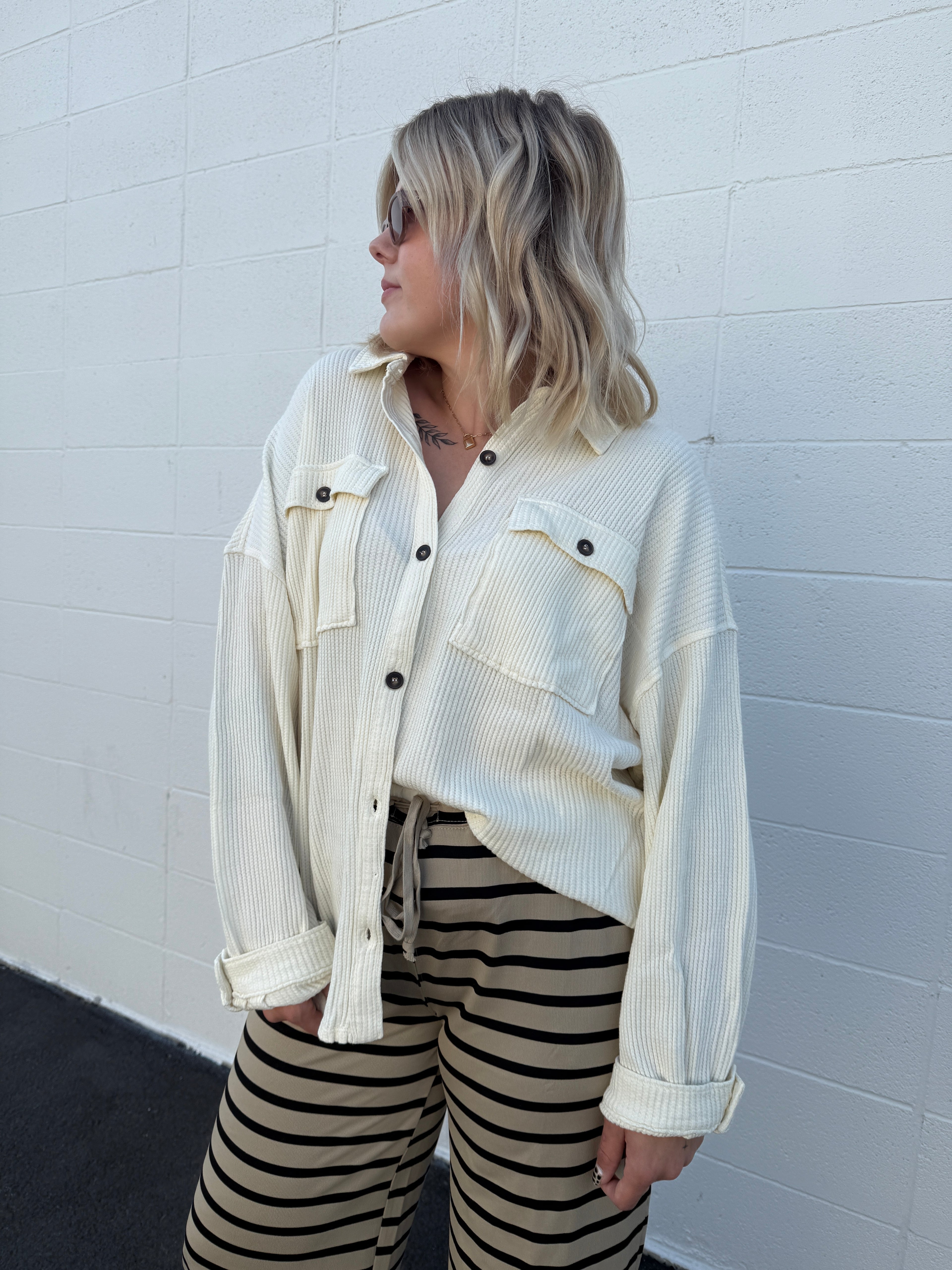 Button Down Long Sleeve Knit Top (multiple colors)