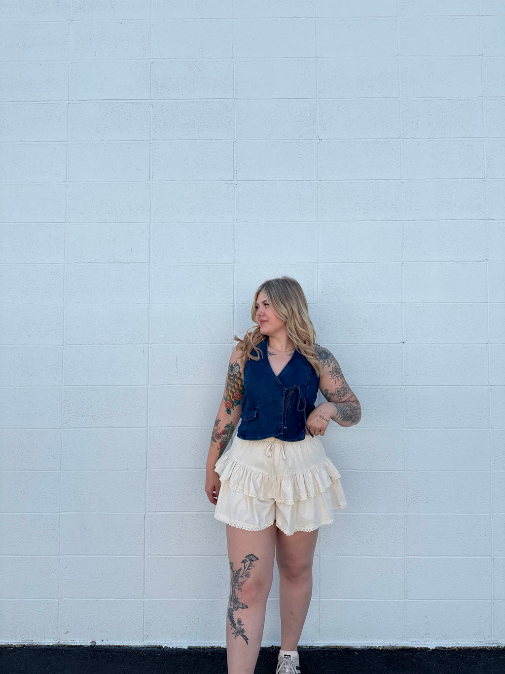 Cross over Denim Halter Top (Multiple colors)