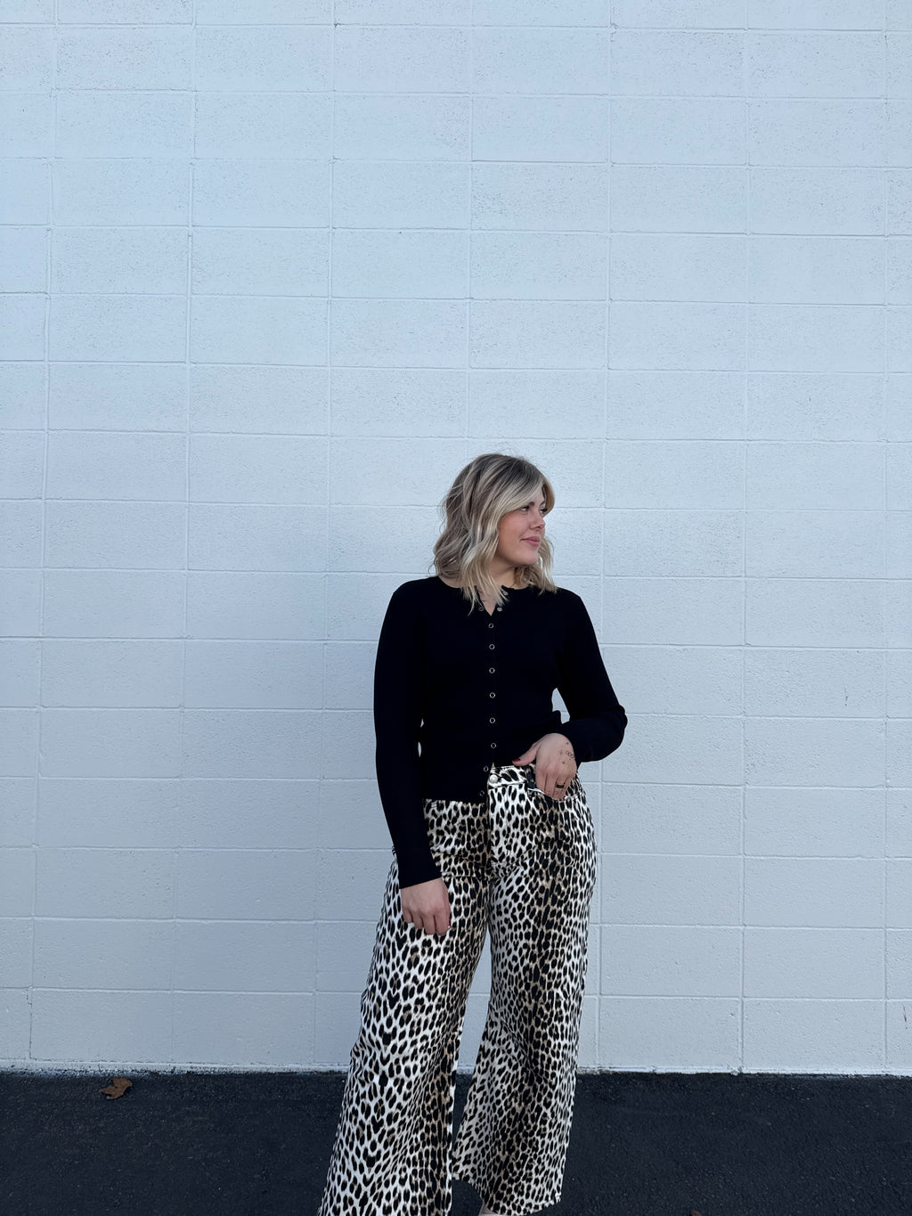 Winter Leopard Barrel Leg Jeans