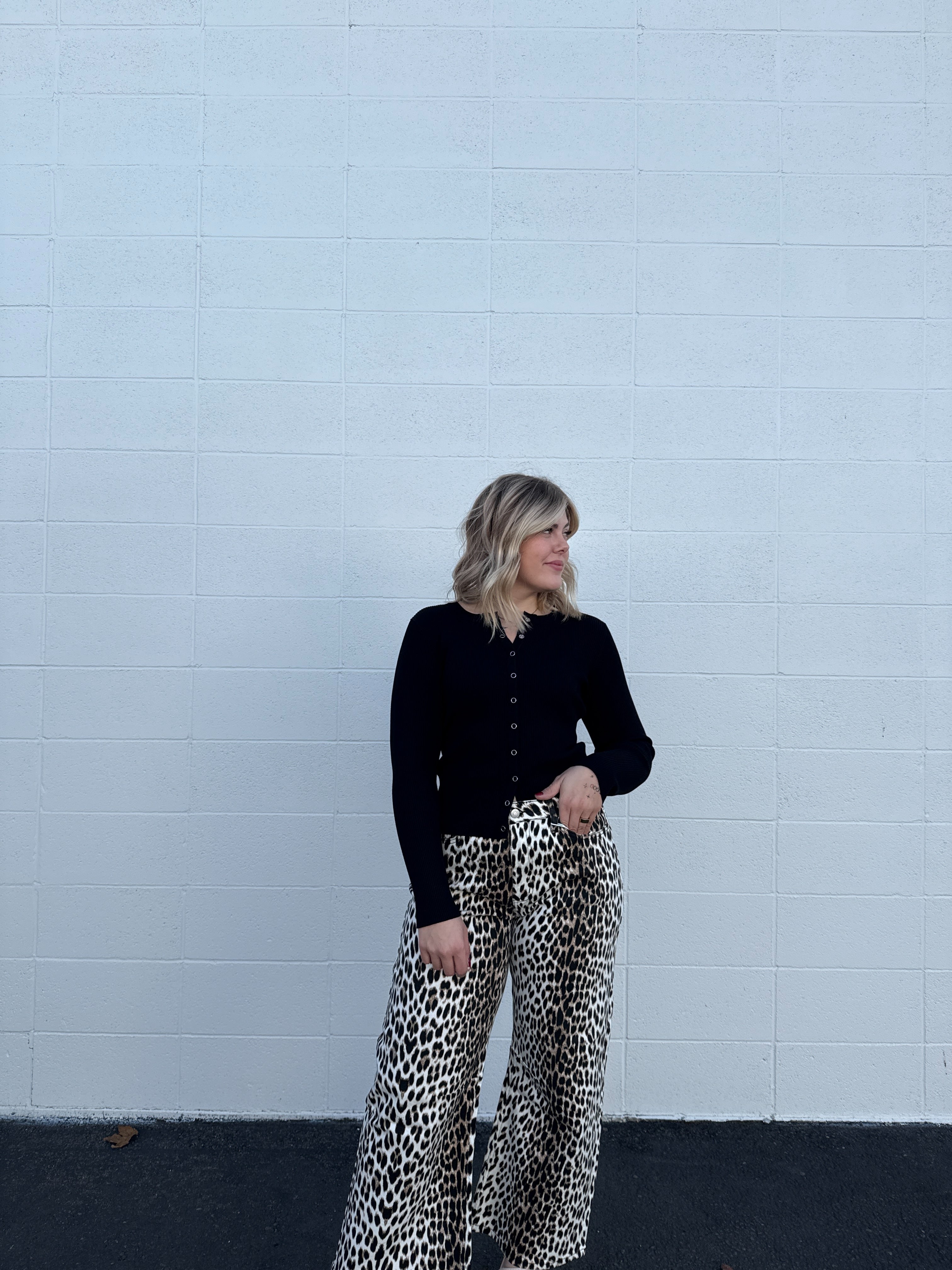Winter Leopard Barrel Leg Jeans