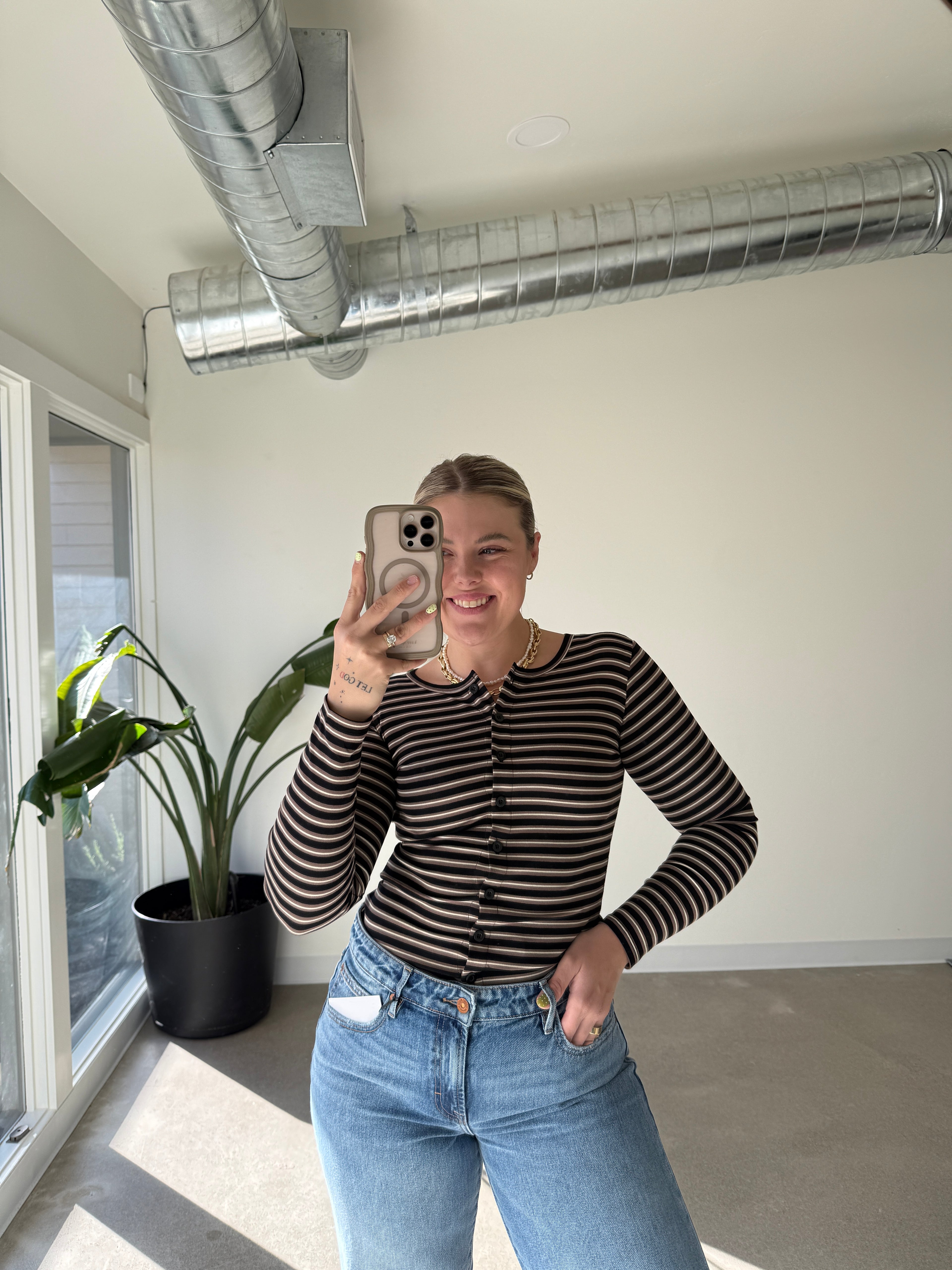Sunday Social Striped Button Down Long Sleeve (Multiple Colors)