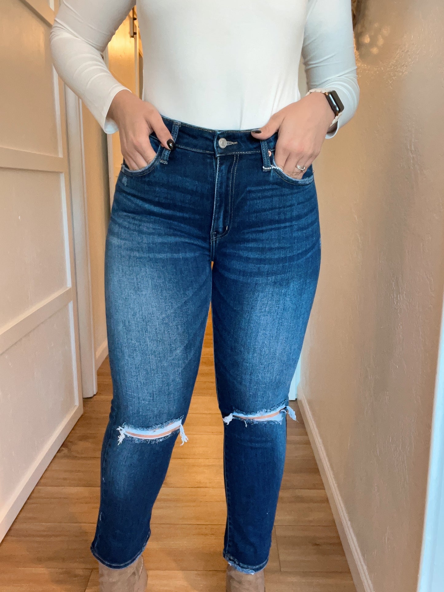 High Rise Slim Straight Jeans