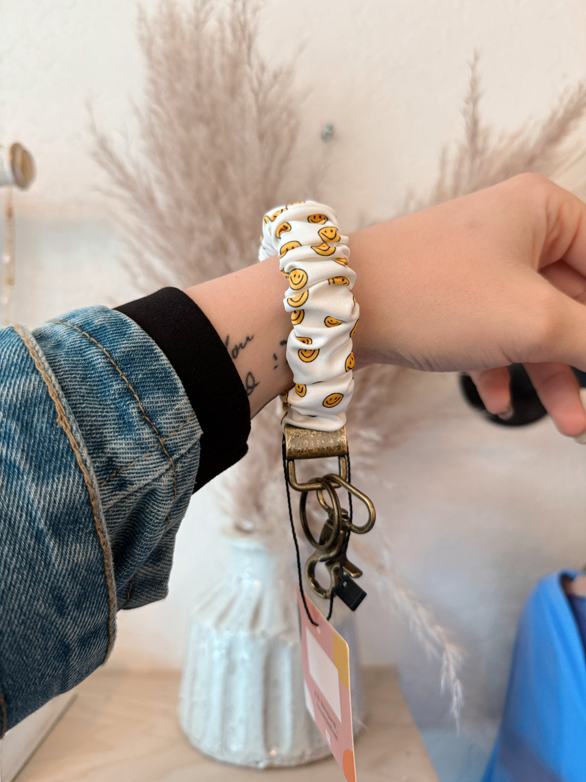 Smiley Scrunchie Keychain