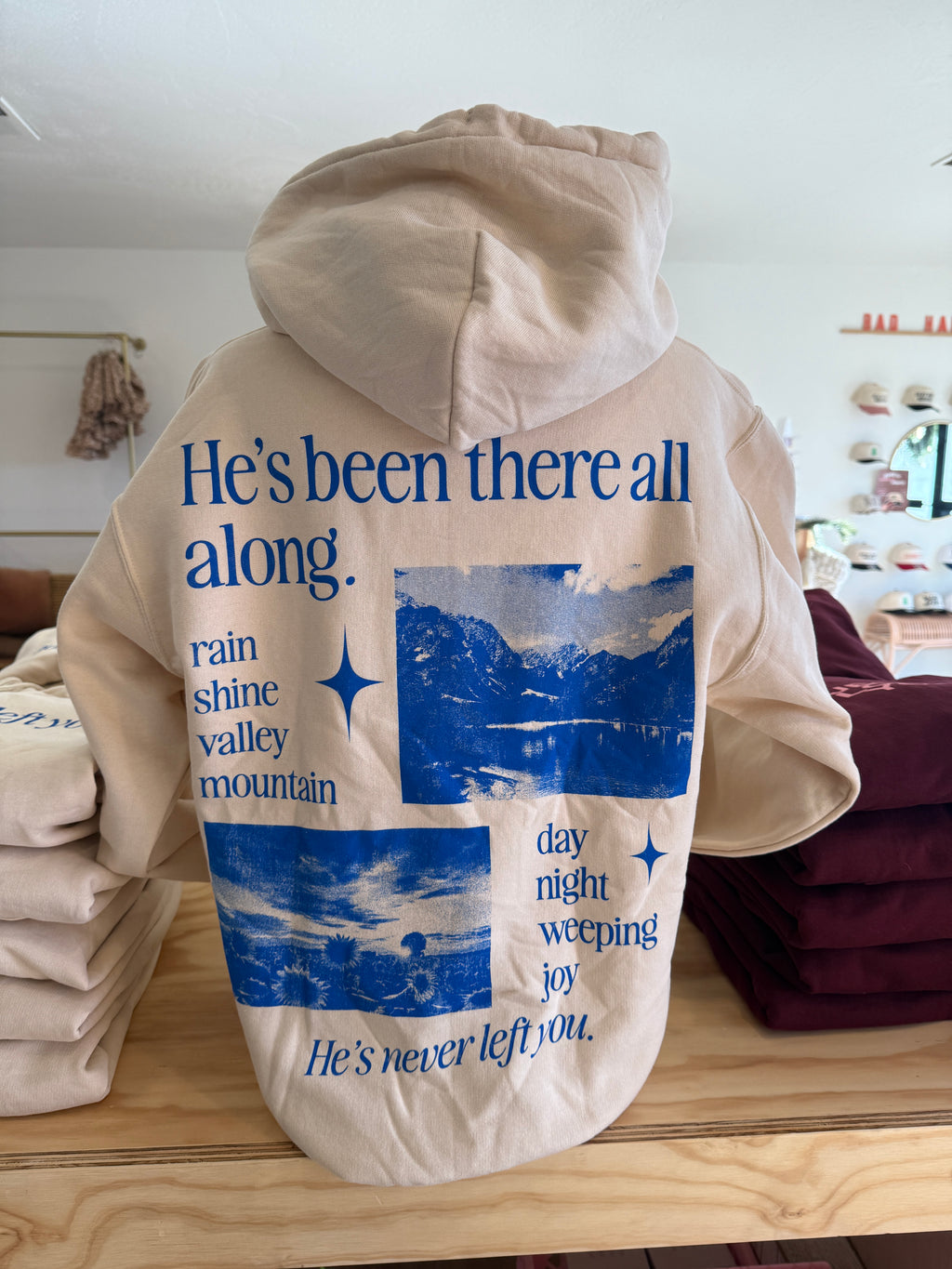 He Never Left You Sand Hoodie
