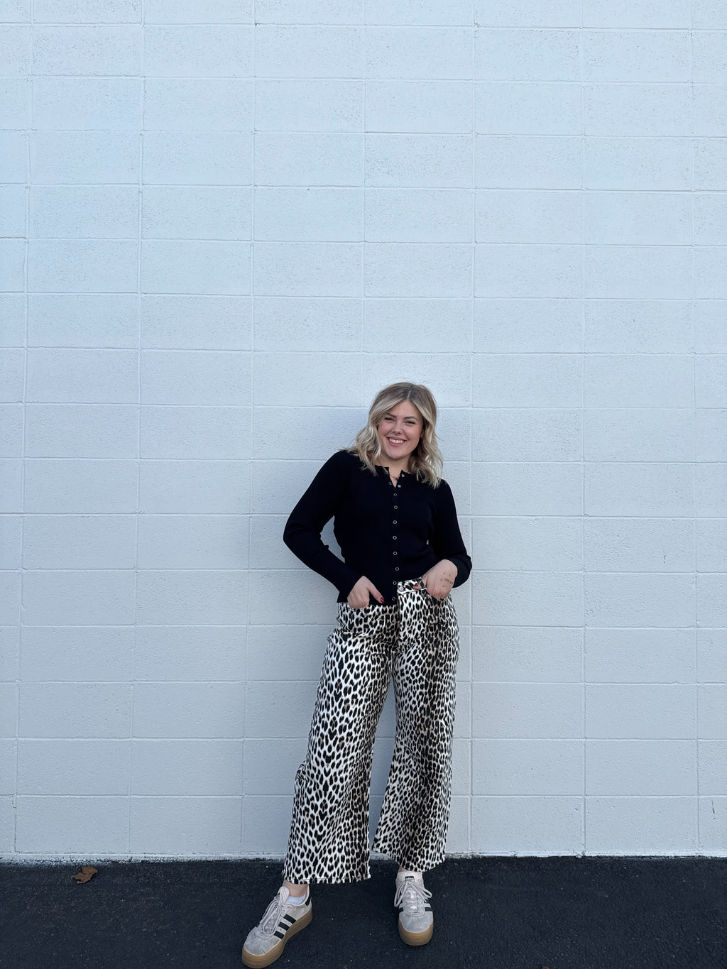 Winter Leopard Barrel Leg Jeans